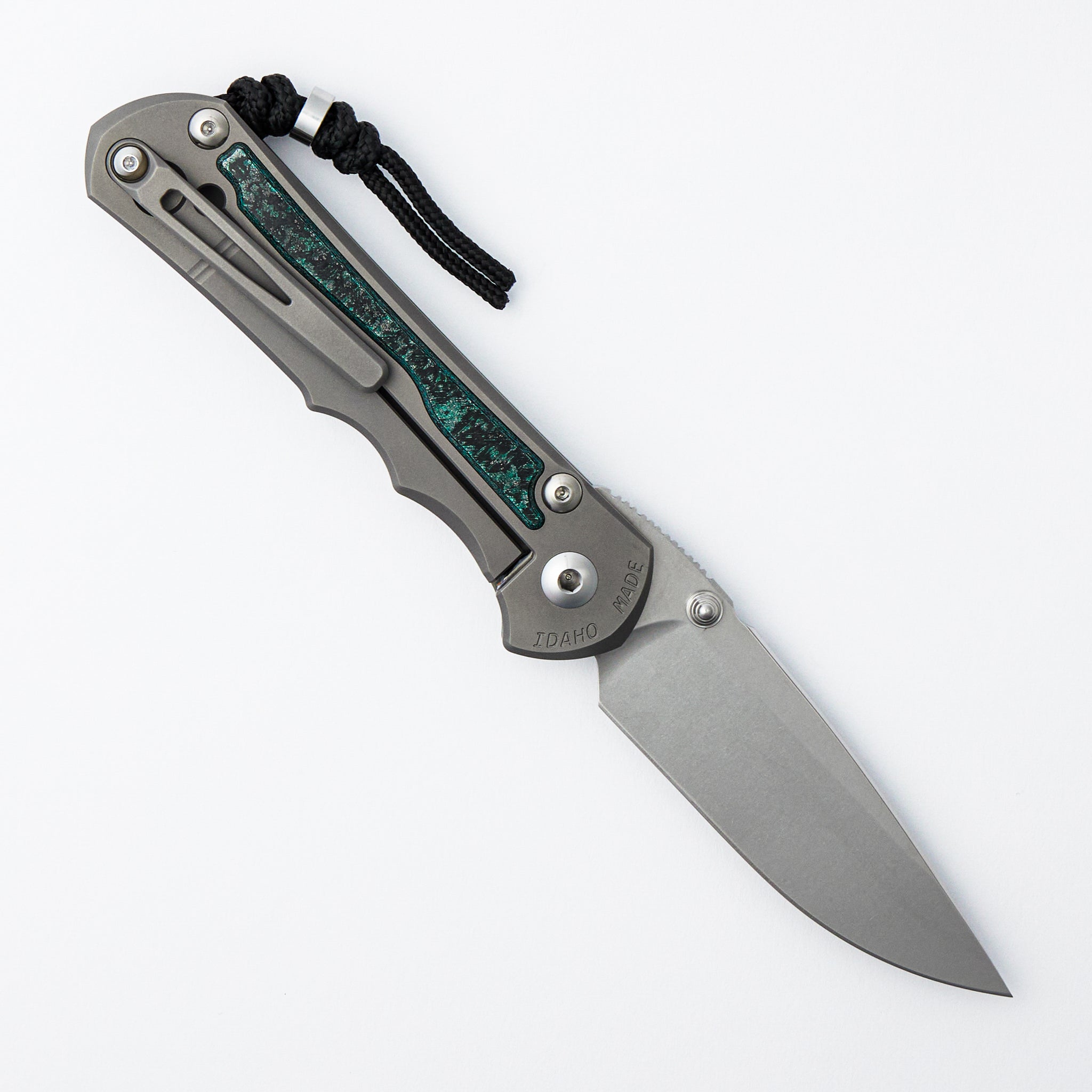 Large Inkosi - Teal Magnetic CarboTi Inlay - Drop Point CPM MagnaCut Blade - MIM Clip - 2025 R1 Invitational