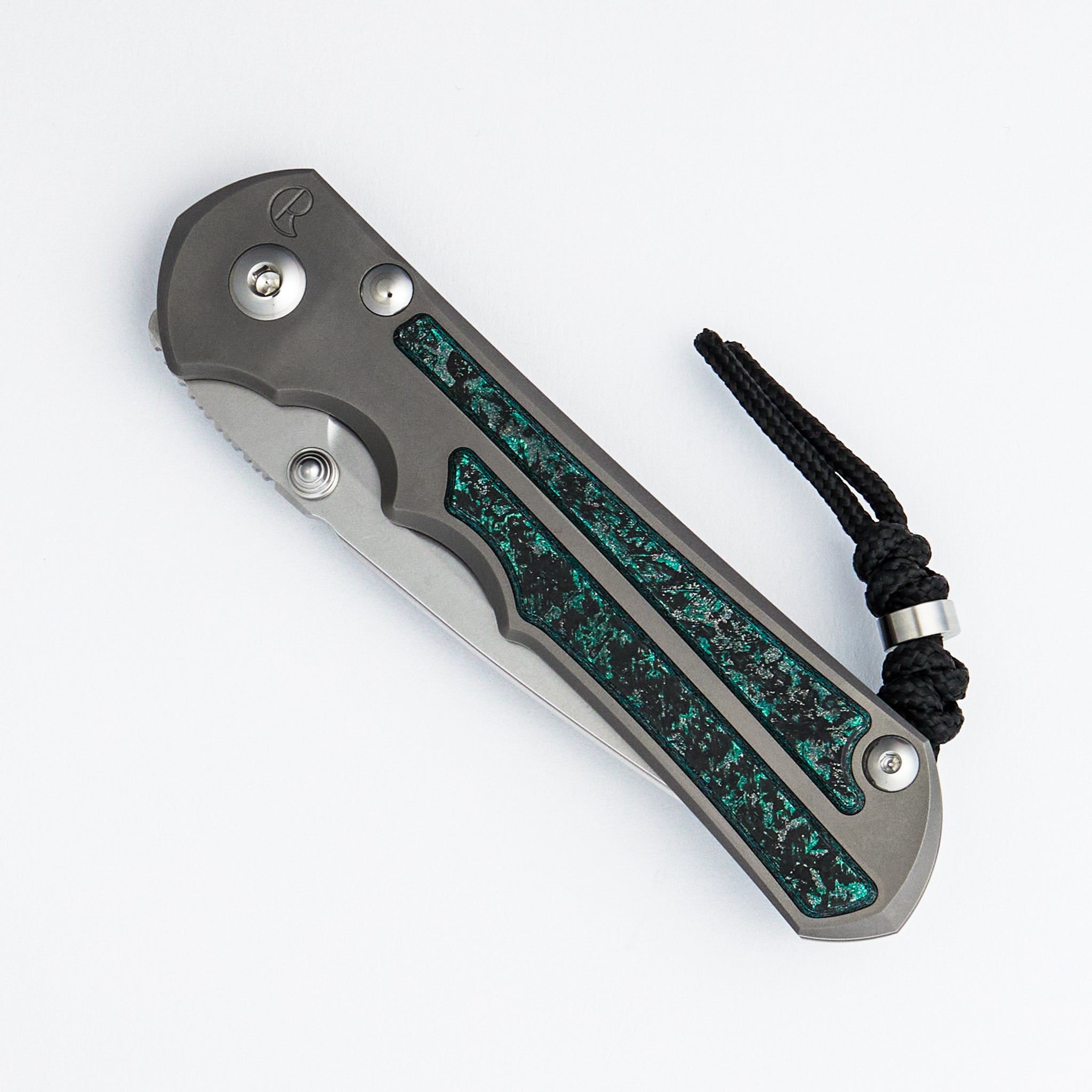 Large Inkosi - Teal Magnetic CarboTi Inlay - Drop Point CPM MagnaCut Blade - MIM Clip - 2025 R1 Invitational