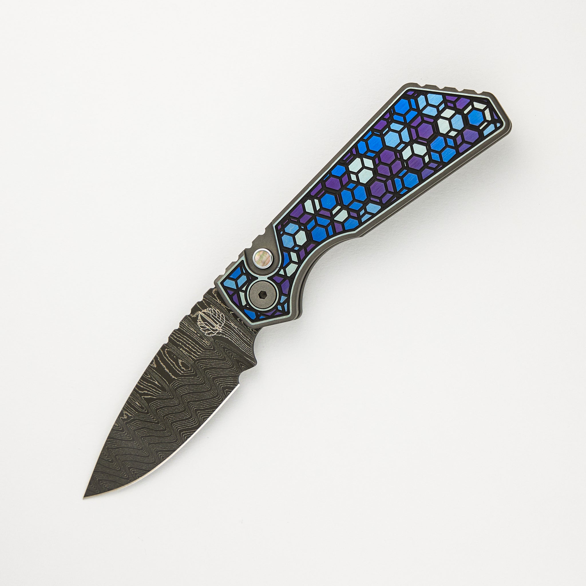 Pro-Tech Knives 2023 PT+ Custom 009 - "Chipped Metal" Titanium Handle - Chad Nichols Blade