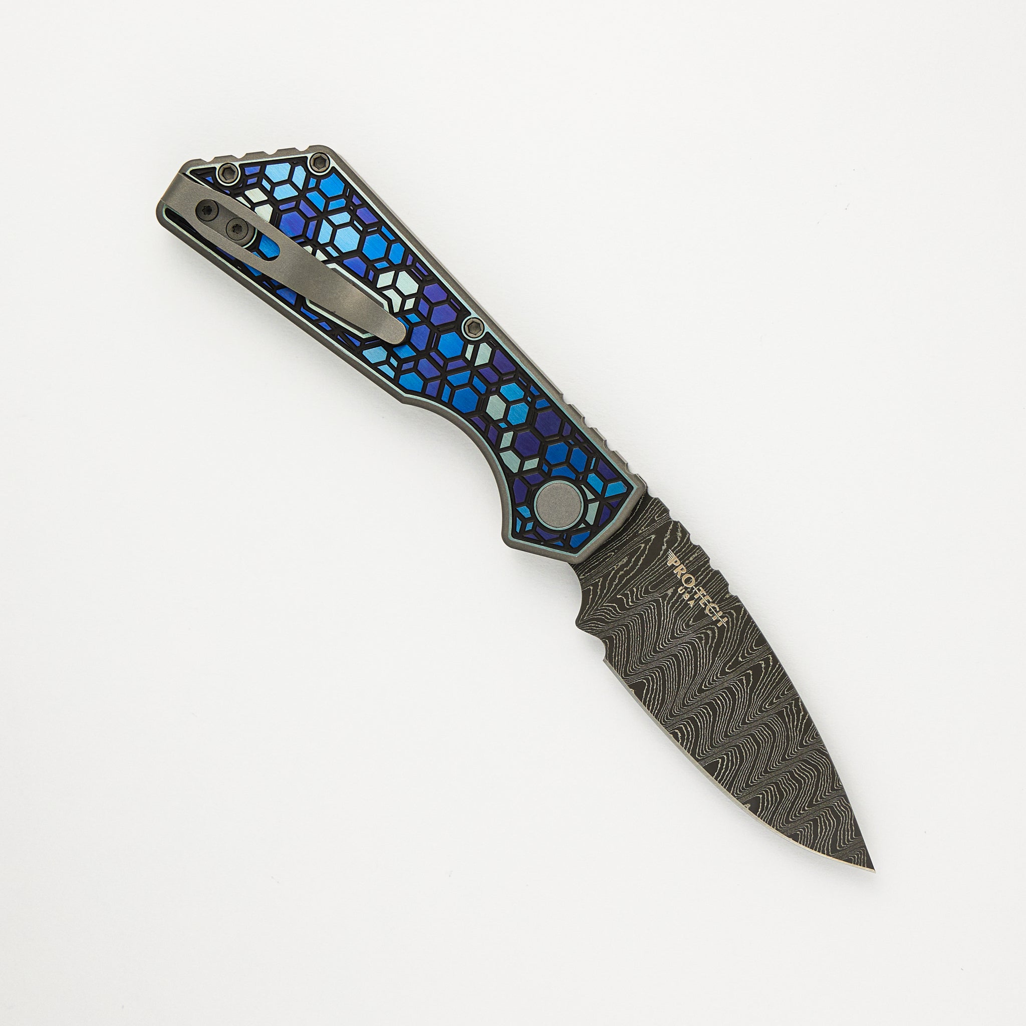 Pro-Tech Knives 2023 PT+ Custom 009 - "Chipped Metal" Titanium Handle - Chad Nichols Blade