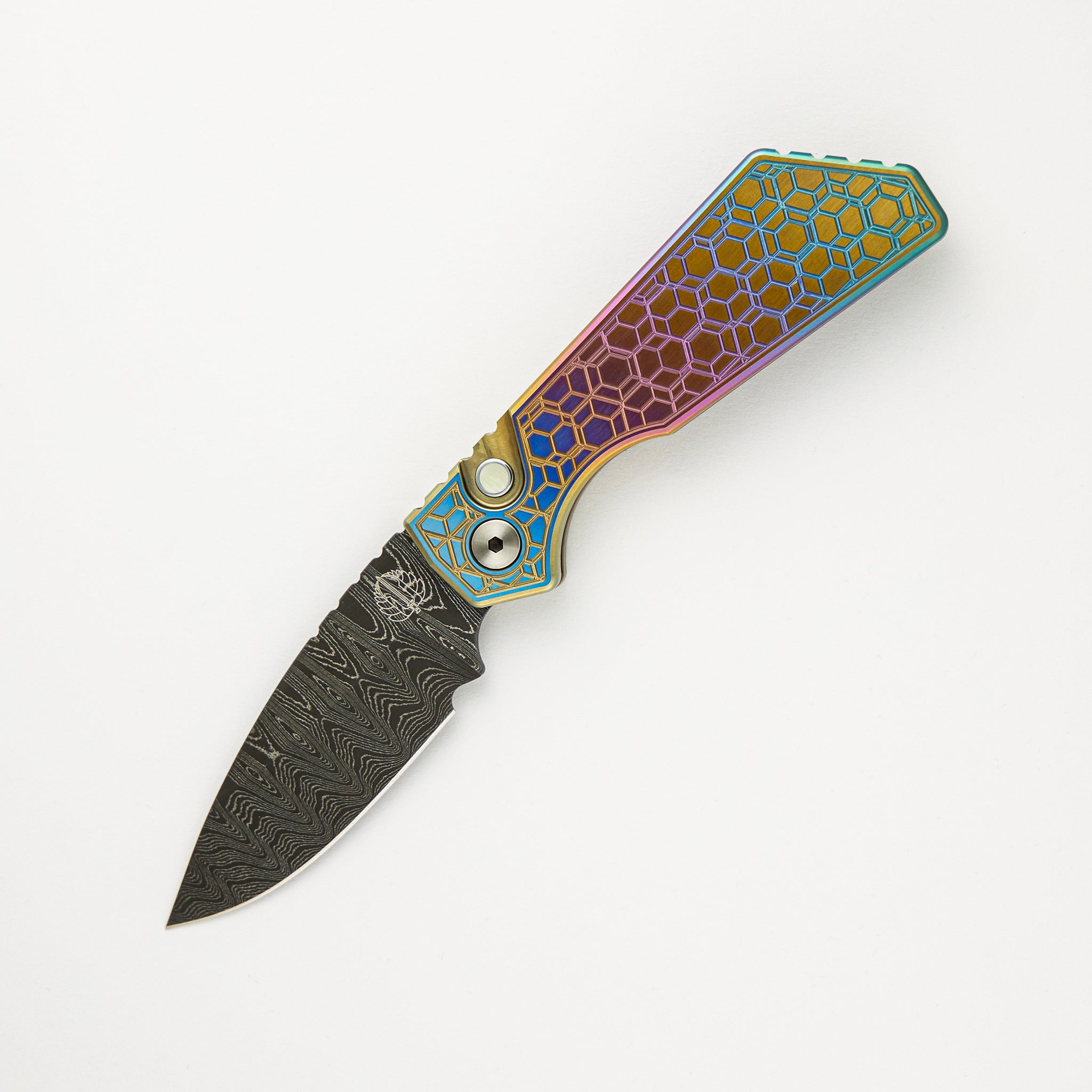 Pro-Tech Knives 2023 PT+ Custom 009 - "Chipped Metal" Titanium Handle - Chad Nichols Blade