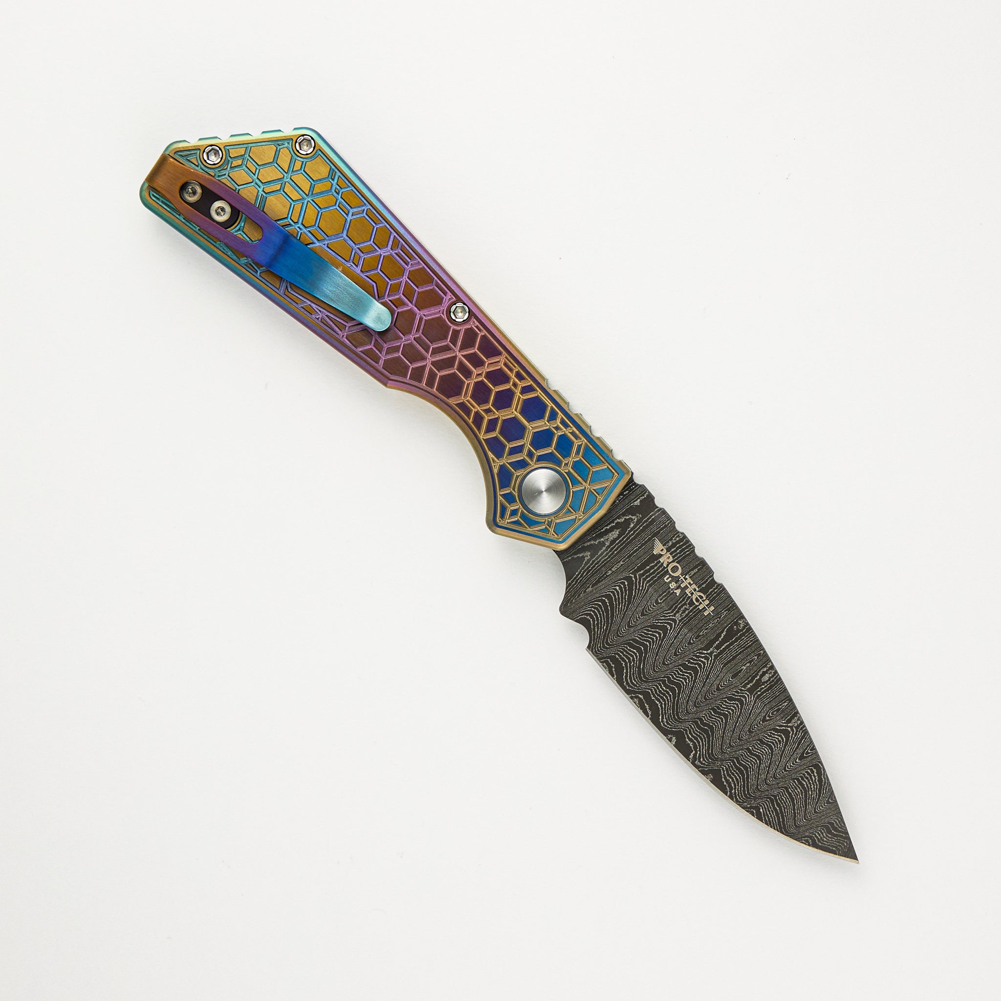 Pro-Tech Knives 2023 PT+ Custom 009 - "Chipped Metal" Titanium Handle - Chad Nichols Blade