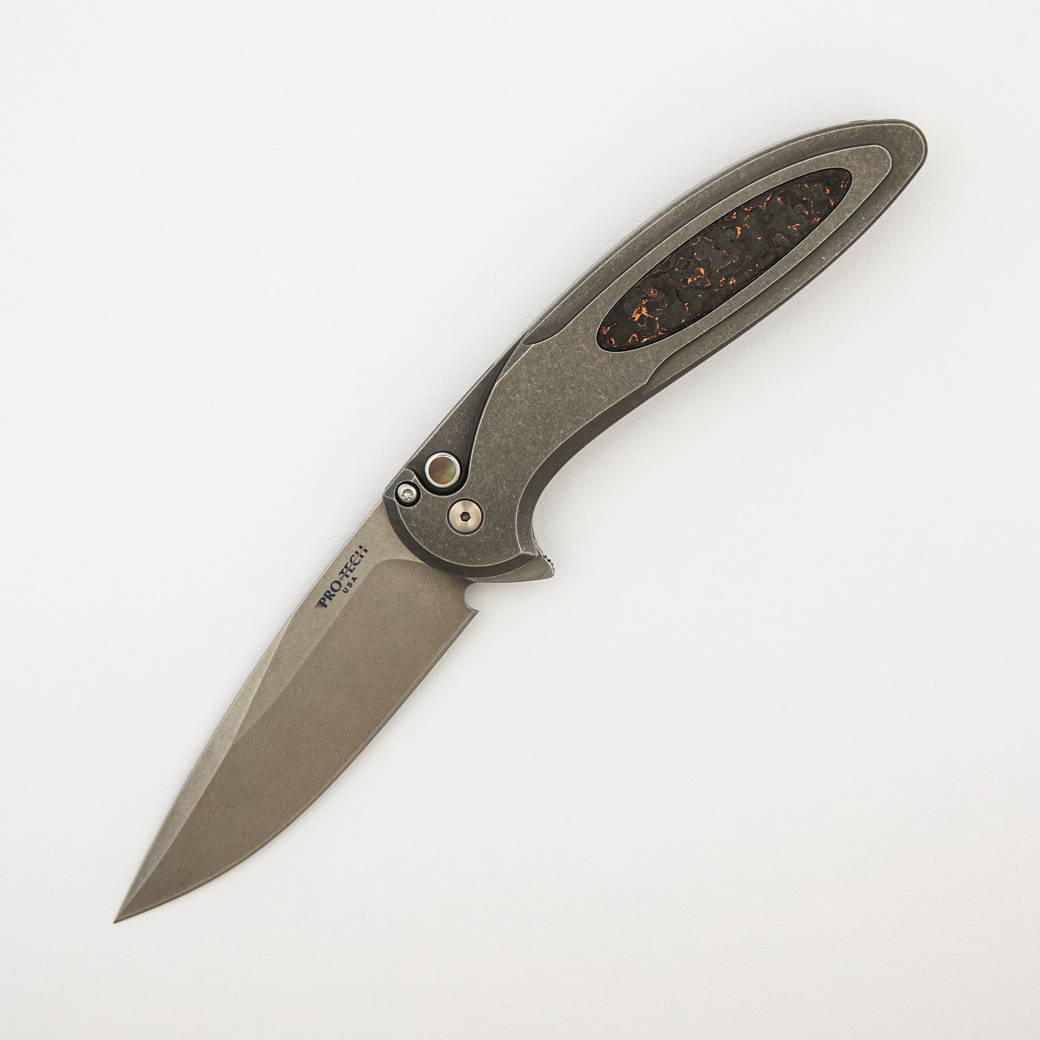 Cambria - 2025 Cambria Custom 014 - 2-Tone Blasted/Tumbled 17-4 Steel Handle - Copper TechnoCarbo Inlay - Stonewash MagnaCut Blade