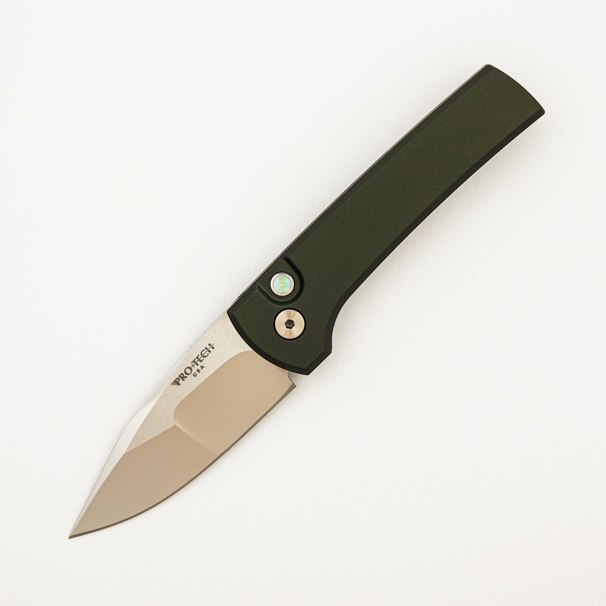 2026 Scapegoat Compact Custom 003 - Solid Green Aluminum Handle - Mike Irie Mirror Polished 154CM Blade (Ramon Chaves Design)