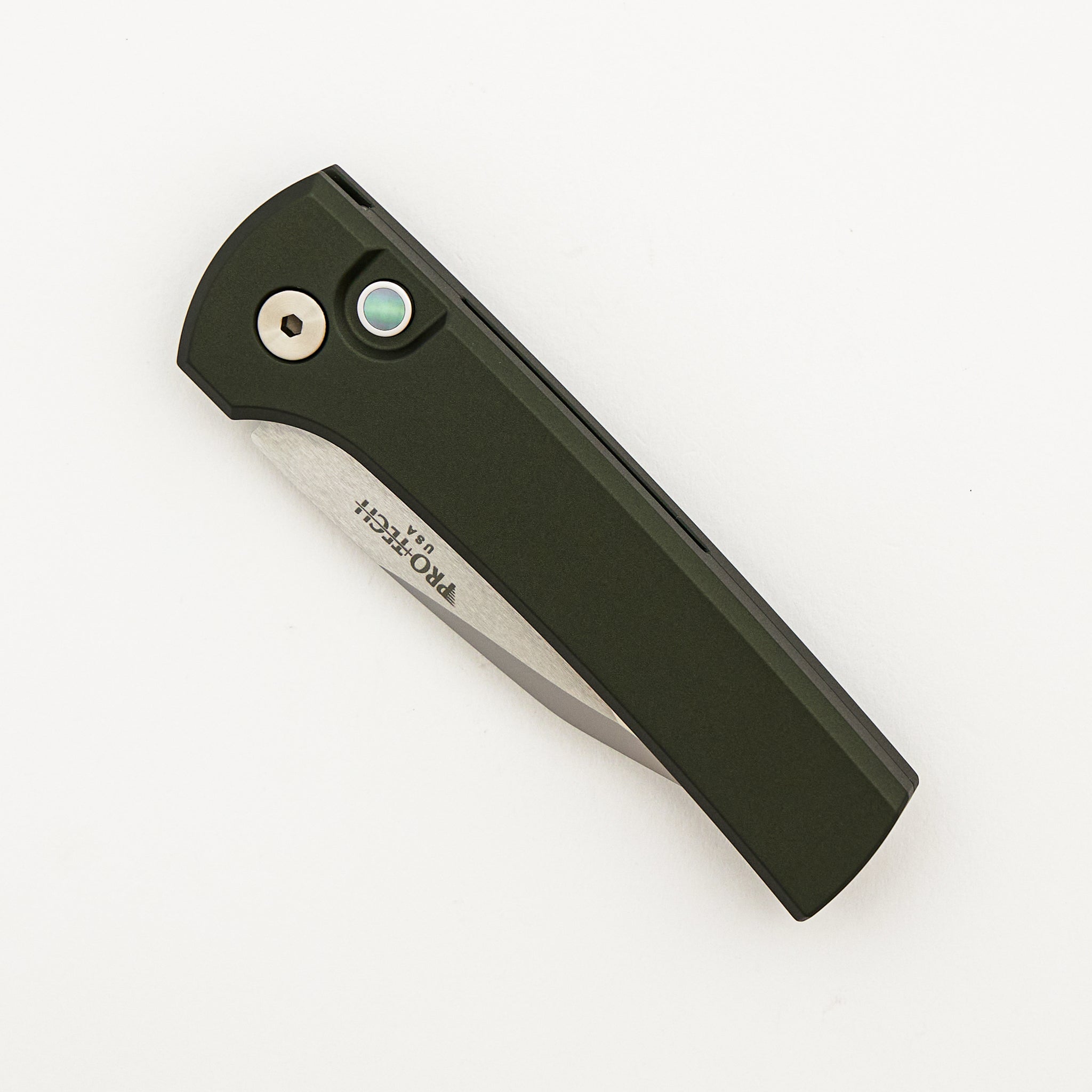 2026 Scapegoat Compact Custom 003 - Solid Green Aluminum Handle - Mike Irie Mirror Polished 154CM Blade (Ramon Chaves Design)