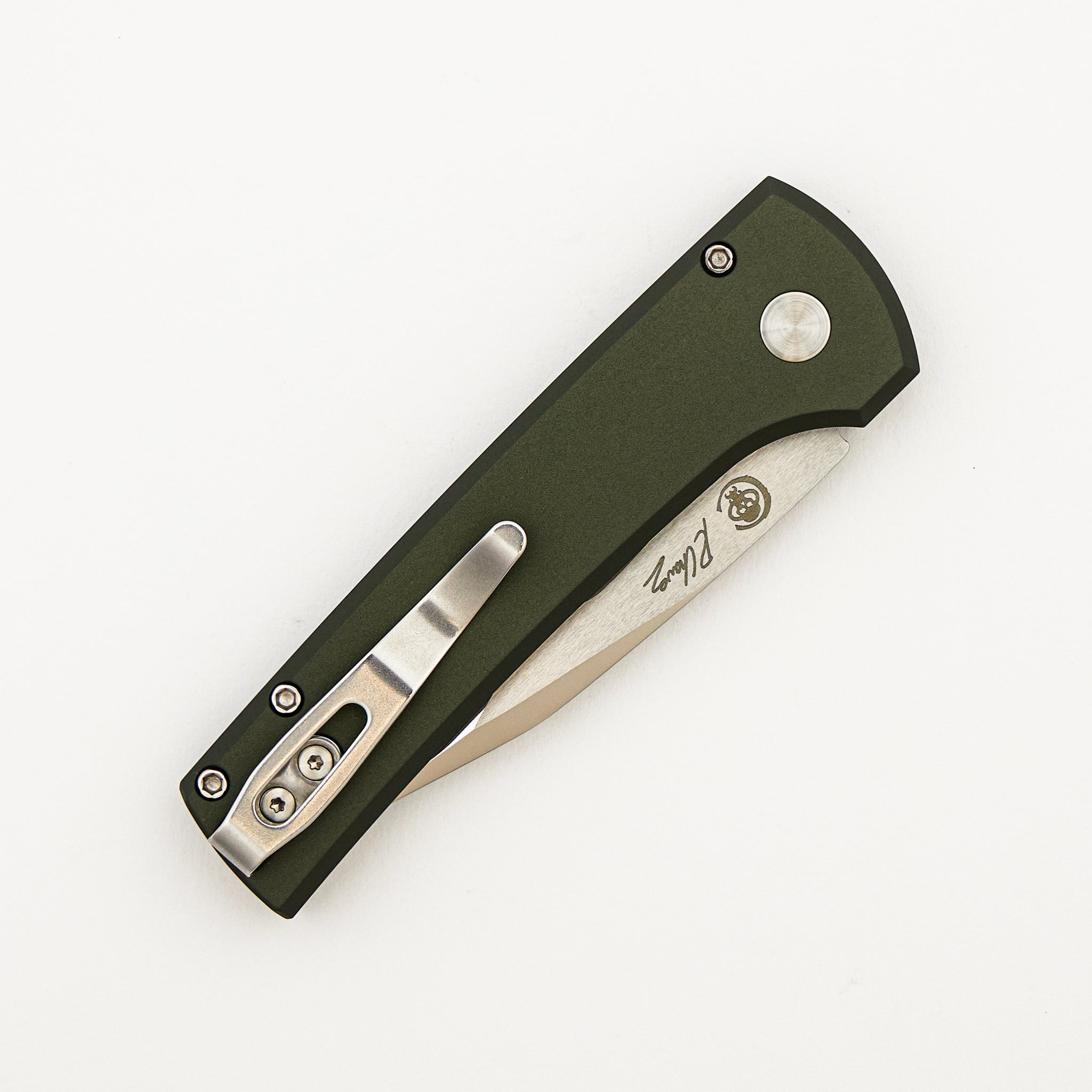 2026 Scapegoat Compact Custom 003 - Solid Green Aluminum Handle - Mike Irie Mirror Polished 154CM Blade (Ramon Chaves Design)