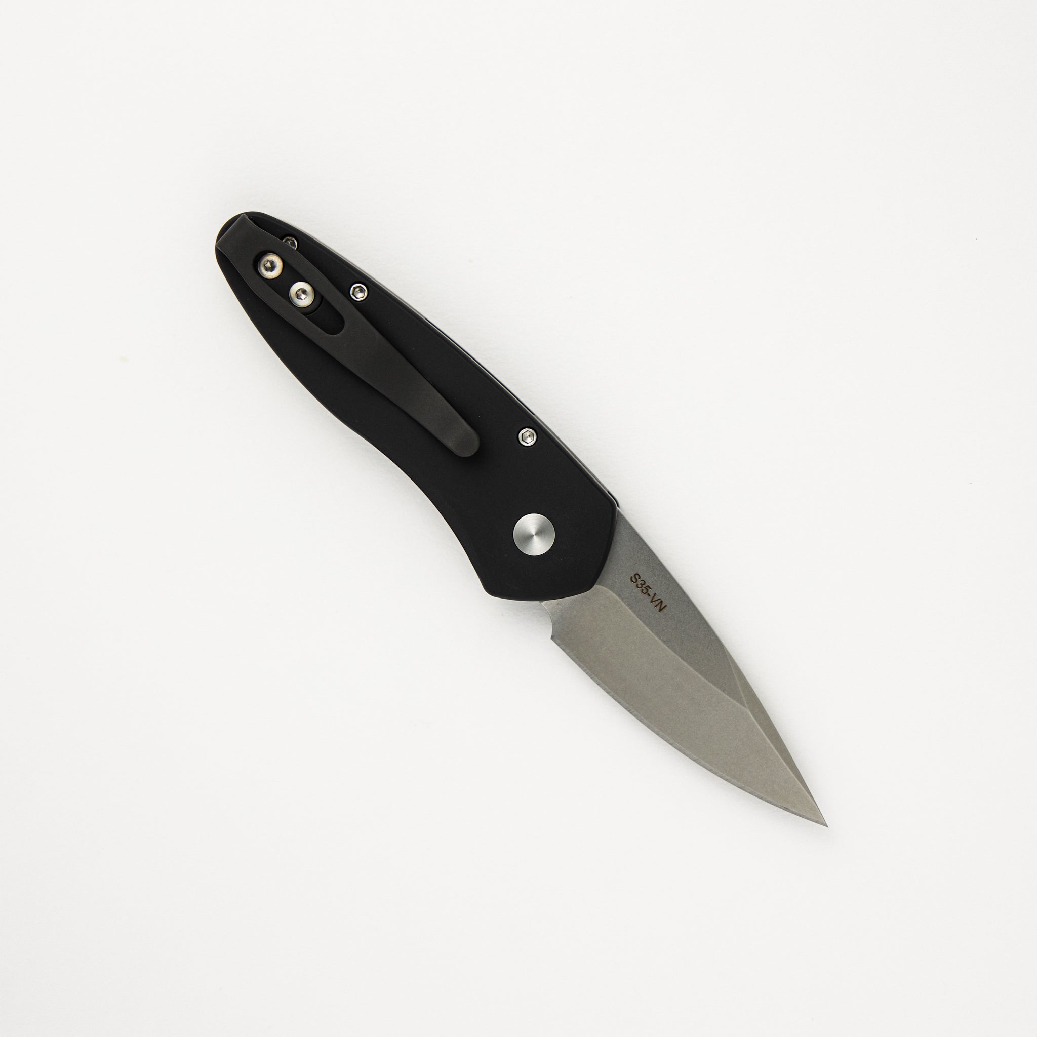 Sprint - Solid Black Aluminum Handle - Stonewash S35-VN Blade - 2905