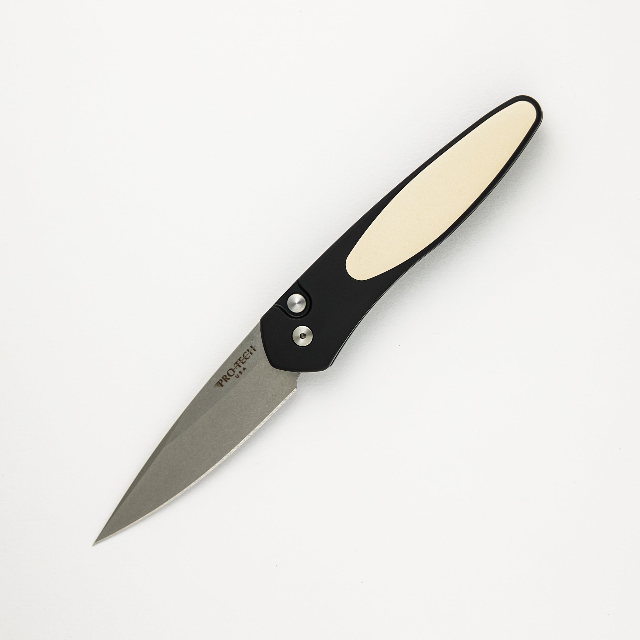 Newport – Tuxedo – Black Aluminum Handle – Ivory Micarta Inlay – Stonewash S35VN Blade - 3451