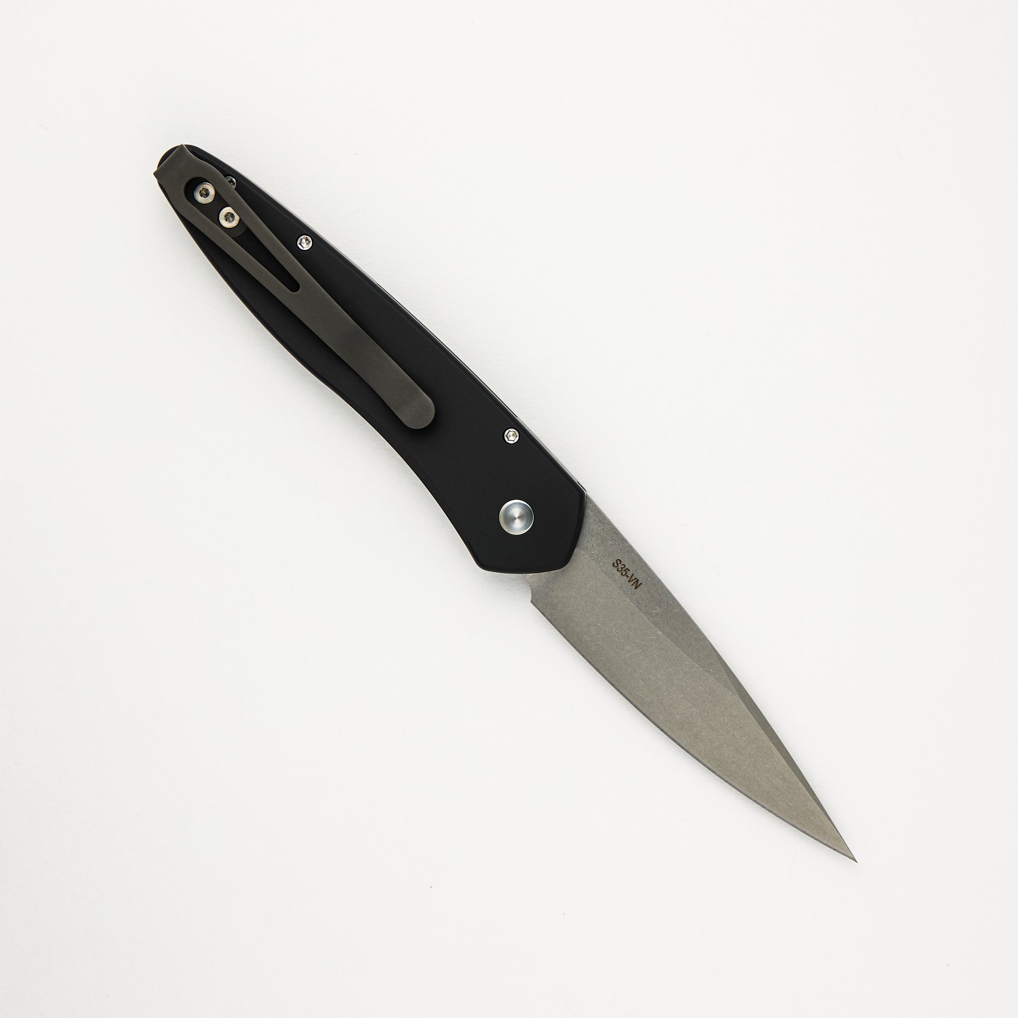 Newport – Tuxedo – Black Aluminum Handle – Ivory Micarta Inlay – Stonewash S35VN Blade - 3451