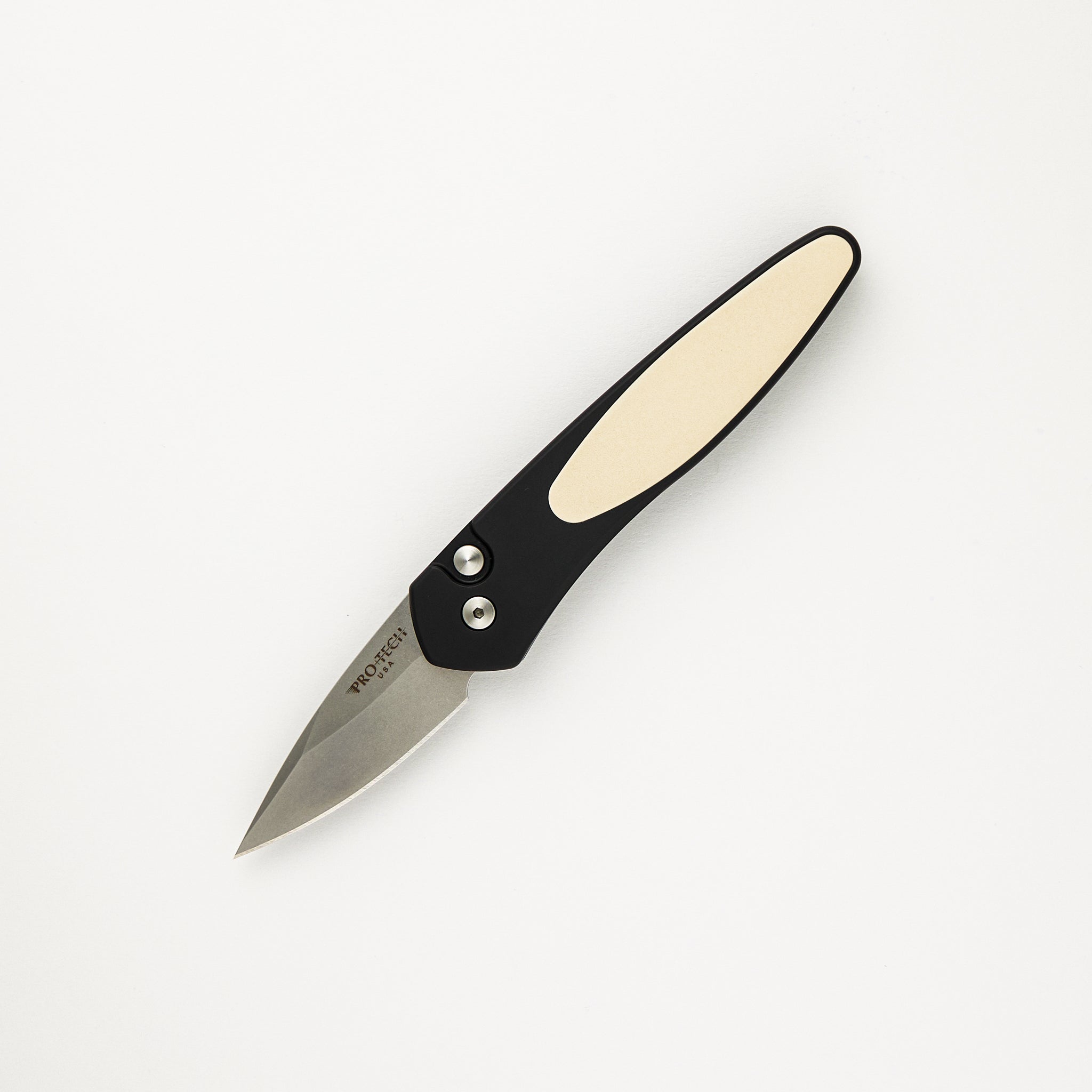 Pro-Tech Knives Half-Breed - 3651 - "Tuxedo" Black Handle - Ivory Micarta Inlay - S35VN Blade