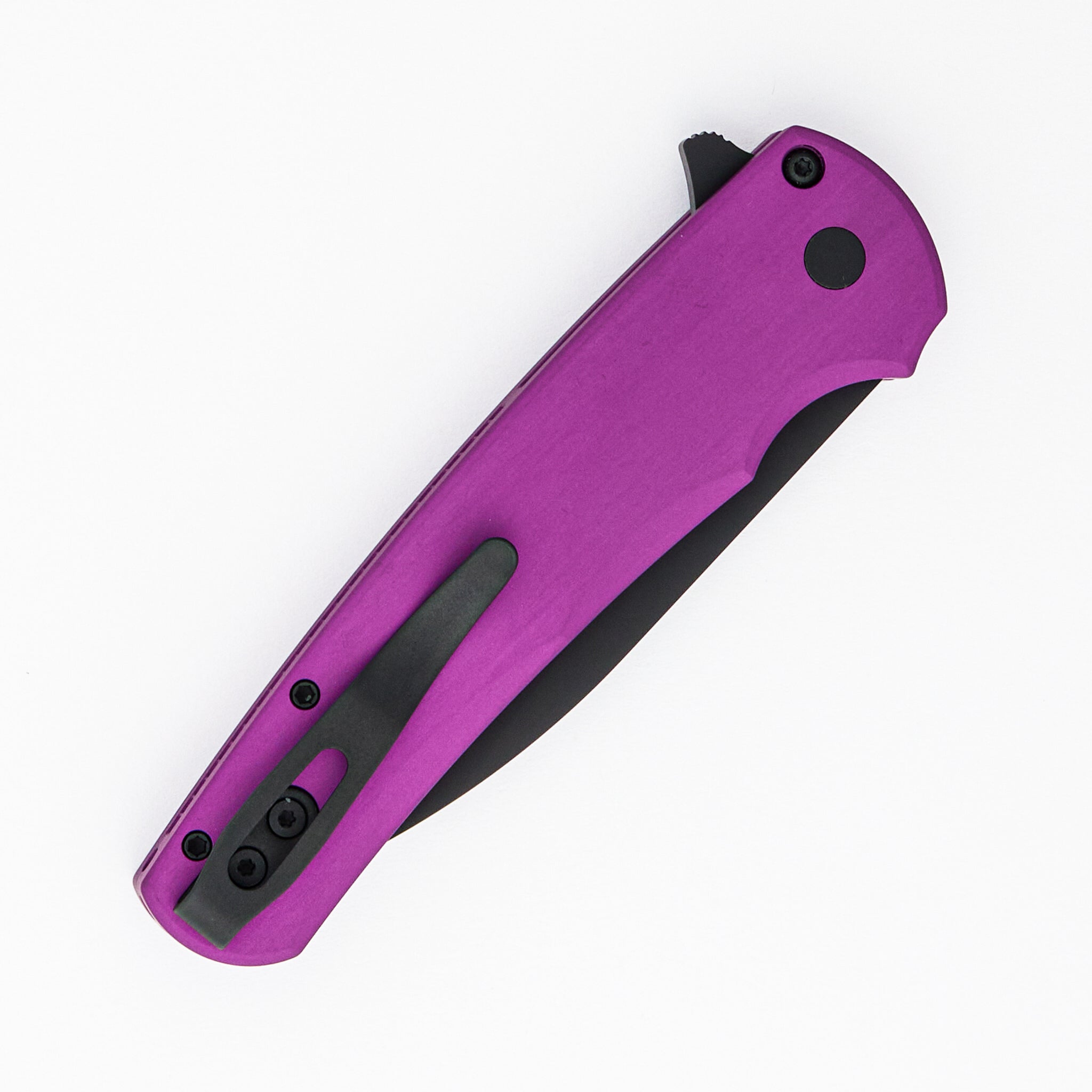 Malibu - 5303-PURPLE - Solid Purple Aluminum Handle - DLC Black MagnaCut Wharncliffe Blade