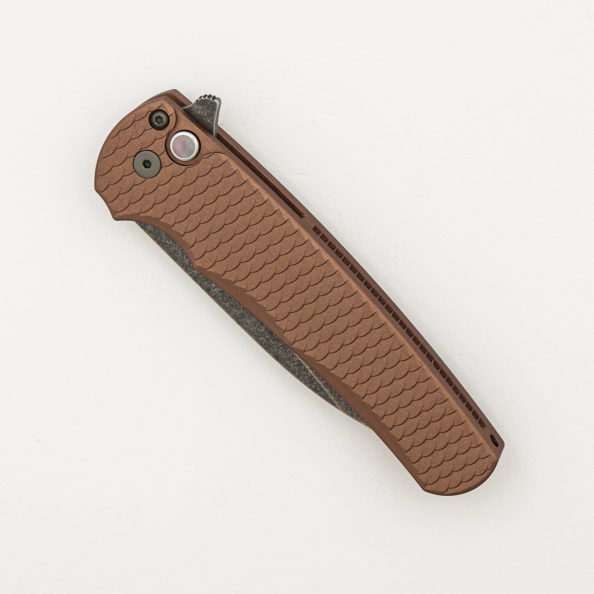 Malibu Flipper - 5336-LTD AW FDE - FDE "Dragon Scale" Handle - Acid Washed Wharncliffe MagnaCut Blade