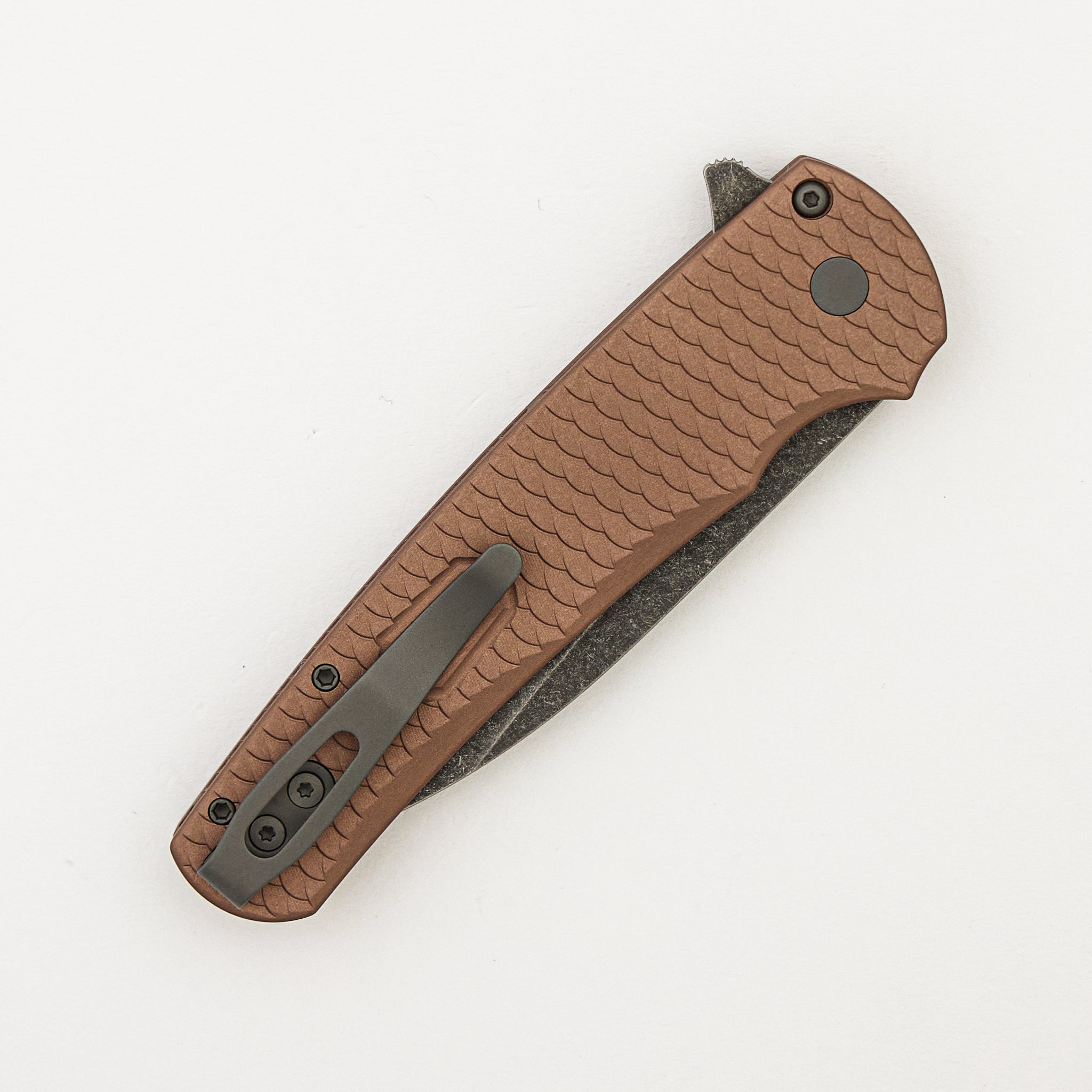 Malibu Flipper - 5336-LTD AW FDE - FDE "Dragon Scale" Handle - Acid Washed Wharncliffe MagnaCut Blade