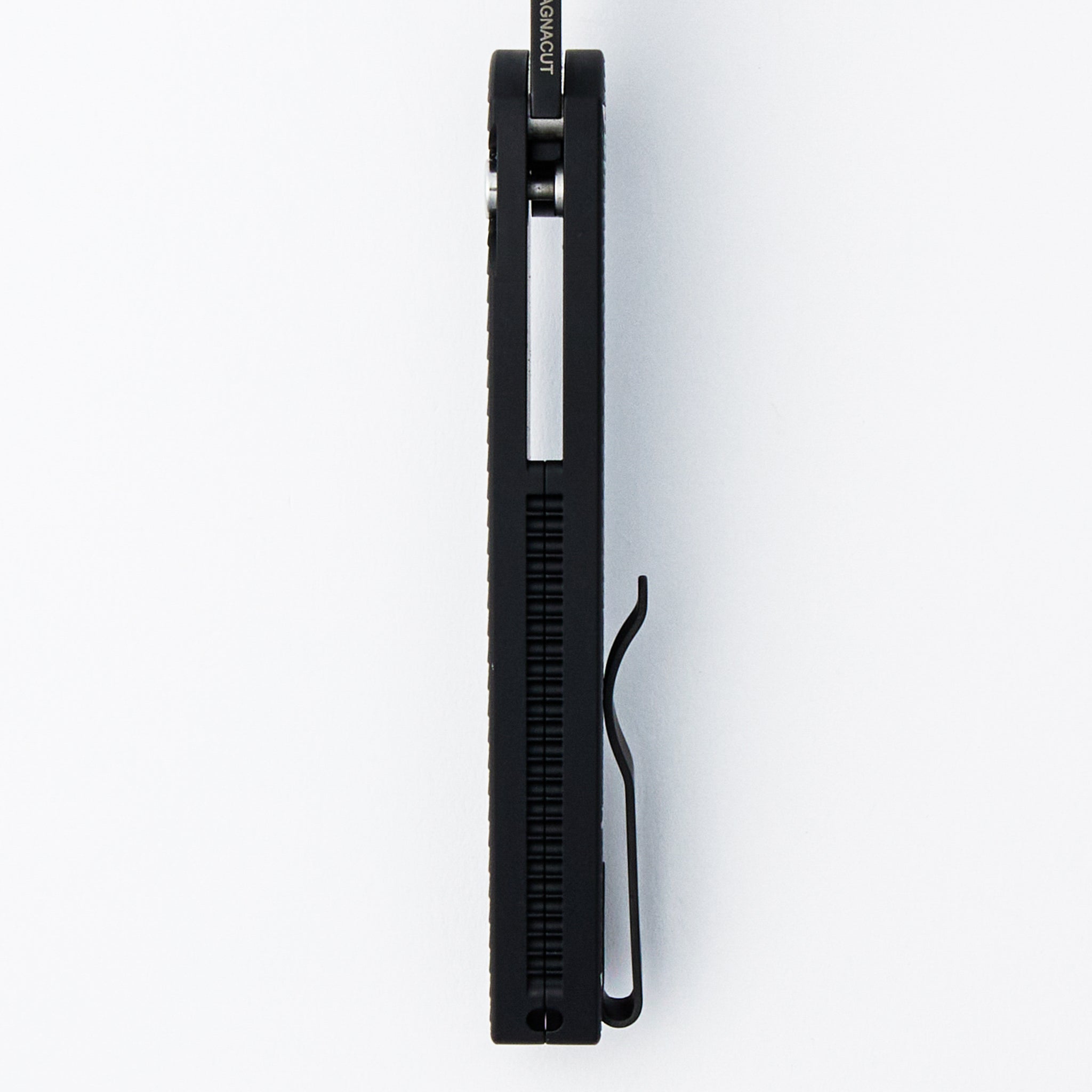 Malibu Flipper - 5336-LTD - Black "Dragon Scale" Handle - DLC Black Wharncliffe MagnaCut Blade - Black Lip Pearl Button