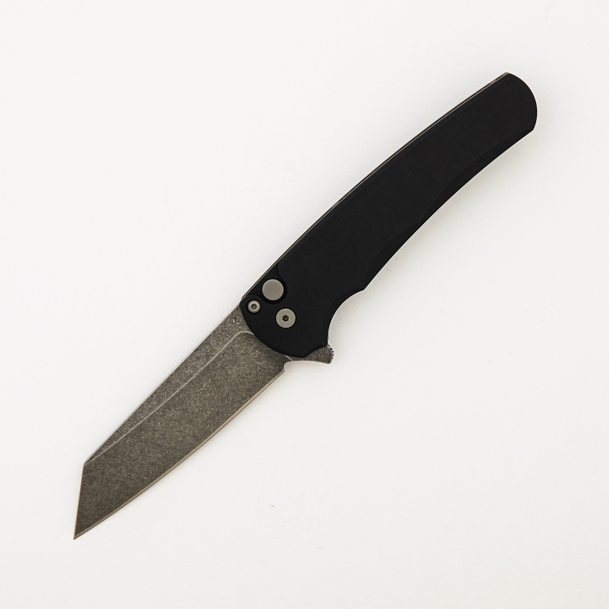 Malibu Flipper - Smooth Black Aluminum Handle - Acid Wash Reverse Tanto MagnaCut Blade