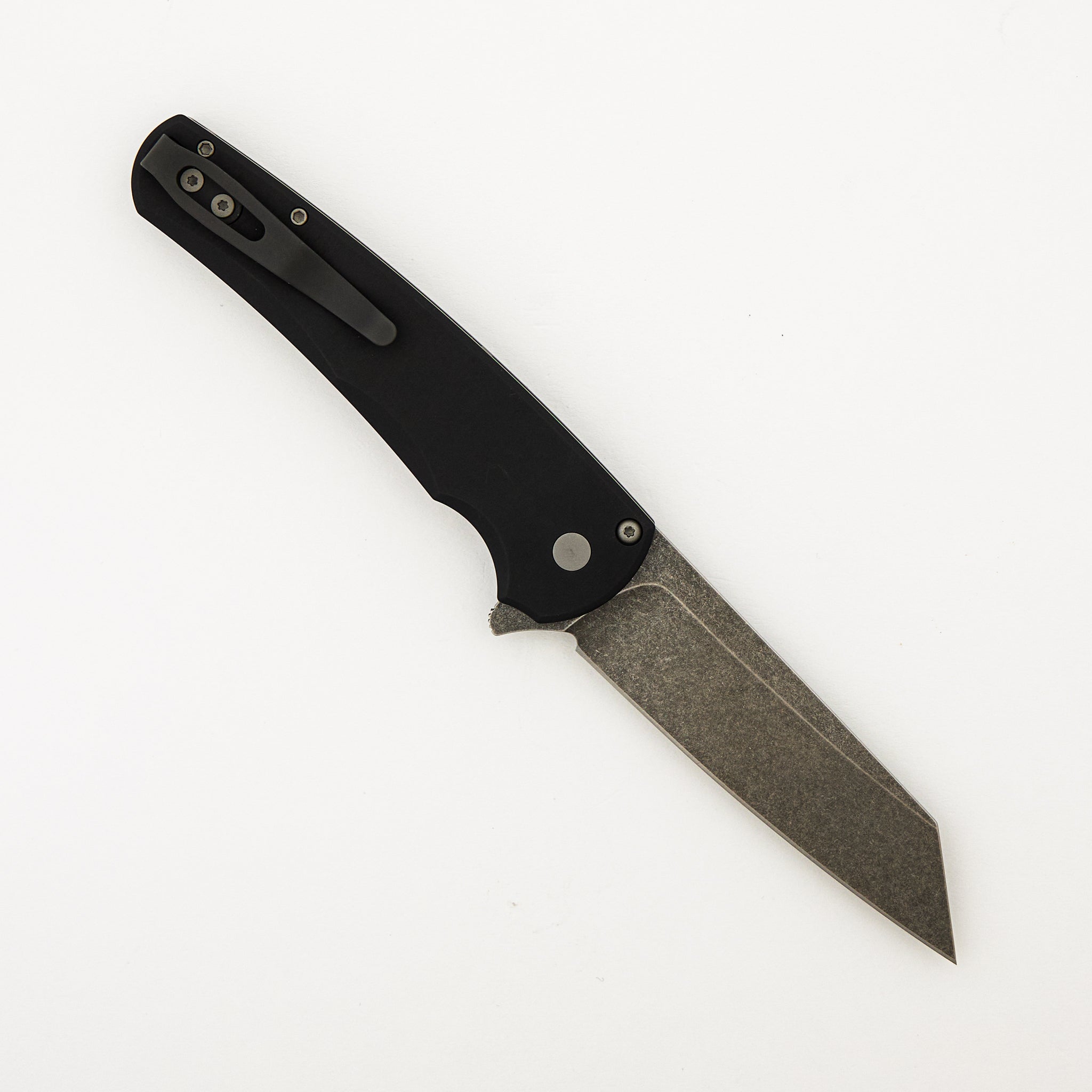 Malibu Flipper - Smooth Black Aluminum Handle - Acid Wash Reverse Tanto MagnaCut Blade