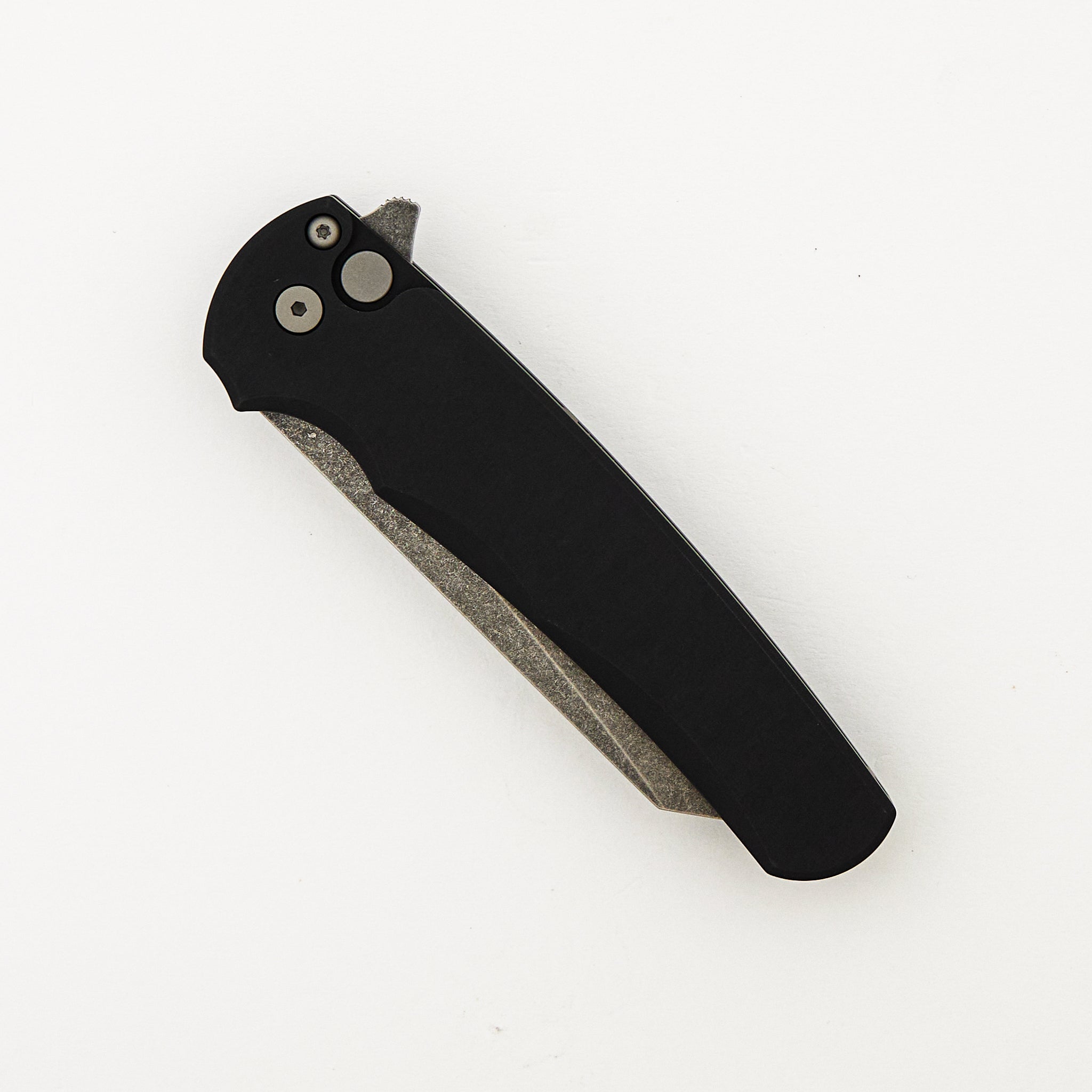 Malibu Flipper - Smooth Black Aluminum Handle - Acid Wash Reverse Tanto MagnaCut Blade