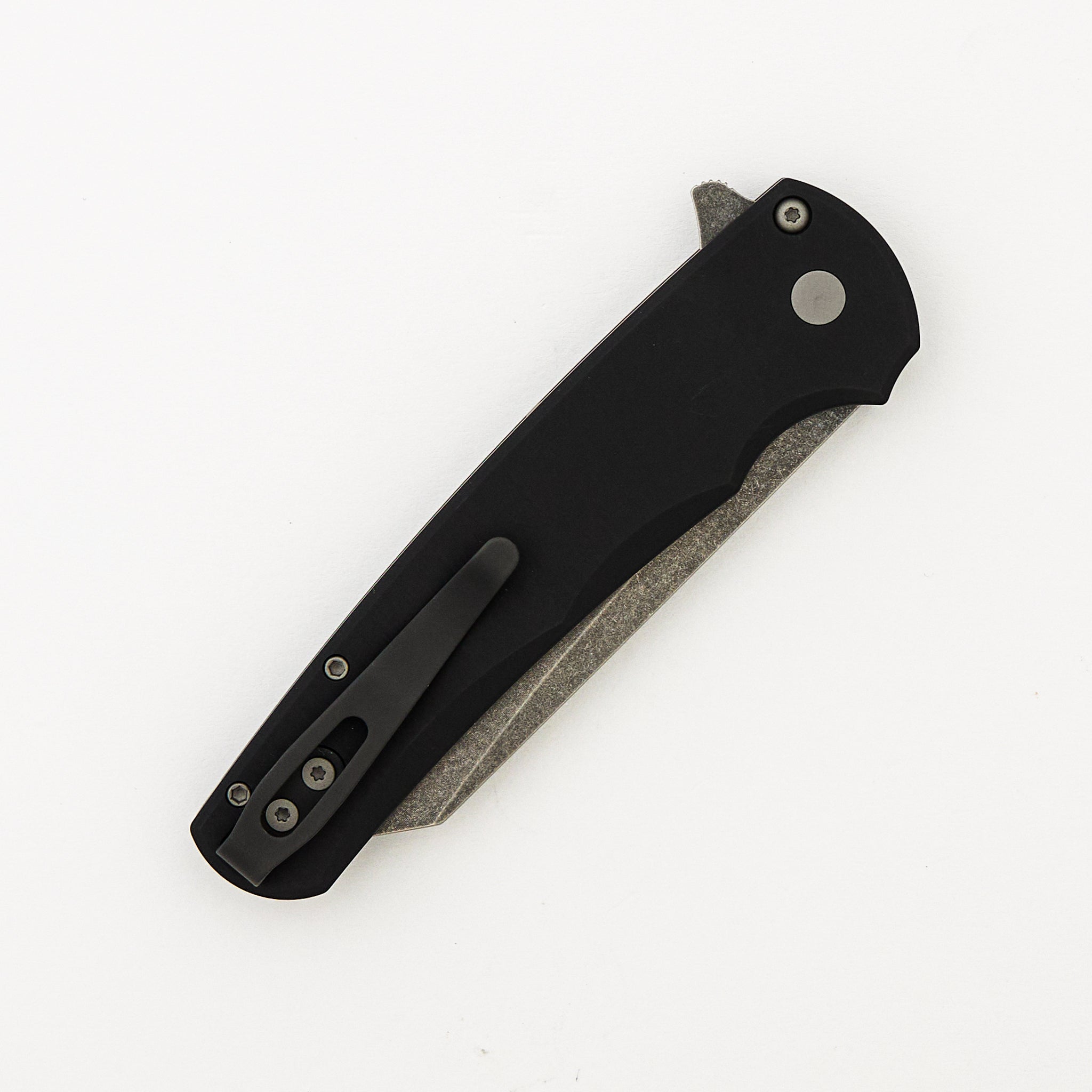 Malibu Flipper - Smooth Black Aluminum Handle - Acid Wash Reverse Tanto MagnaCut Blade