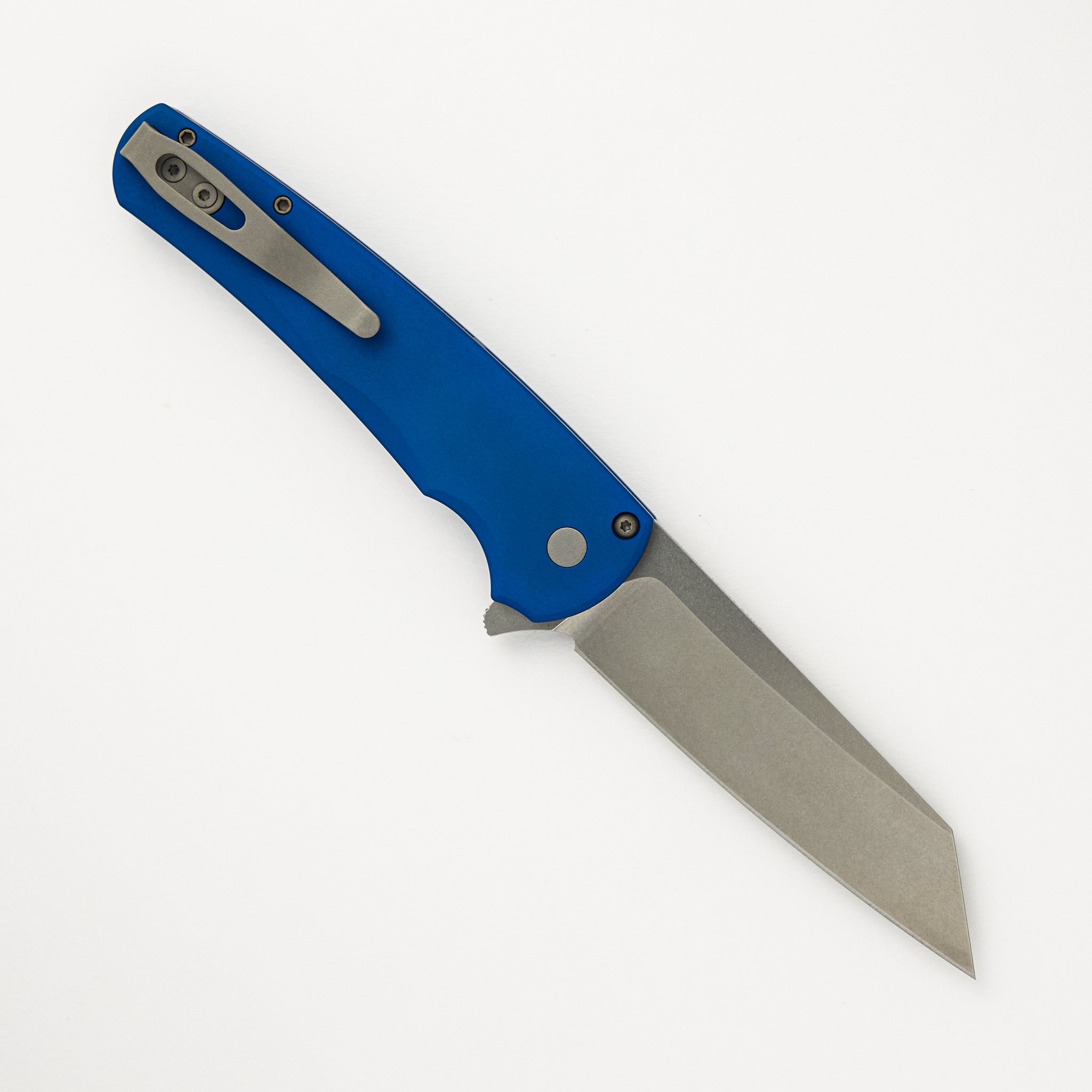 Pro-Tech Knives Malibu Flipper - Blue Aluminum Handle - Stonewash Reverse Tanto MagnaCut Blade - 5401-BLUE