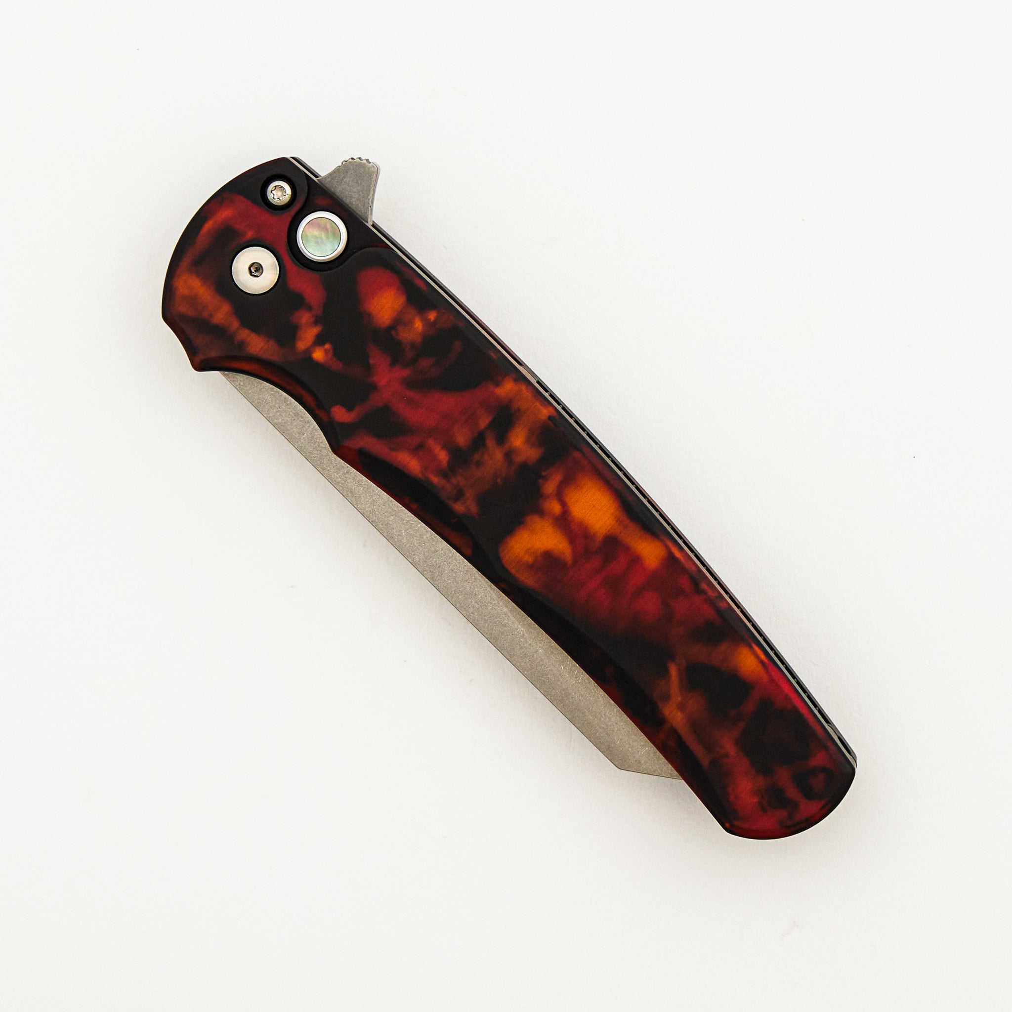 Malibu Flipper - 5401-DF "Del Fuego" Anodized Aluminum Handle - Stonewash MagnaCut Reverse Tanto Blade