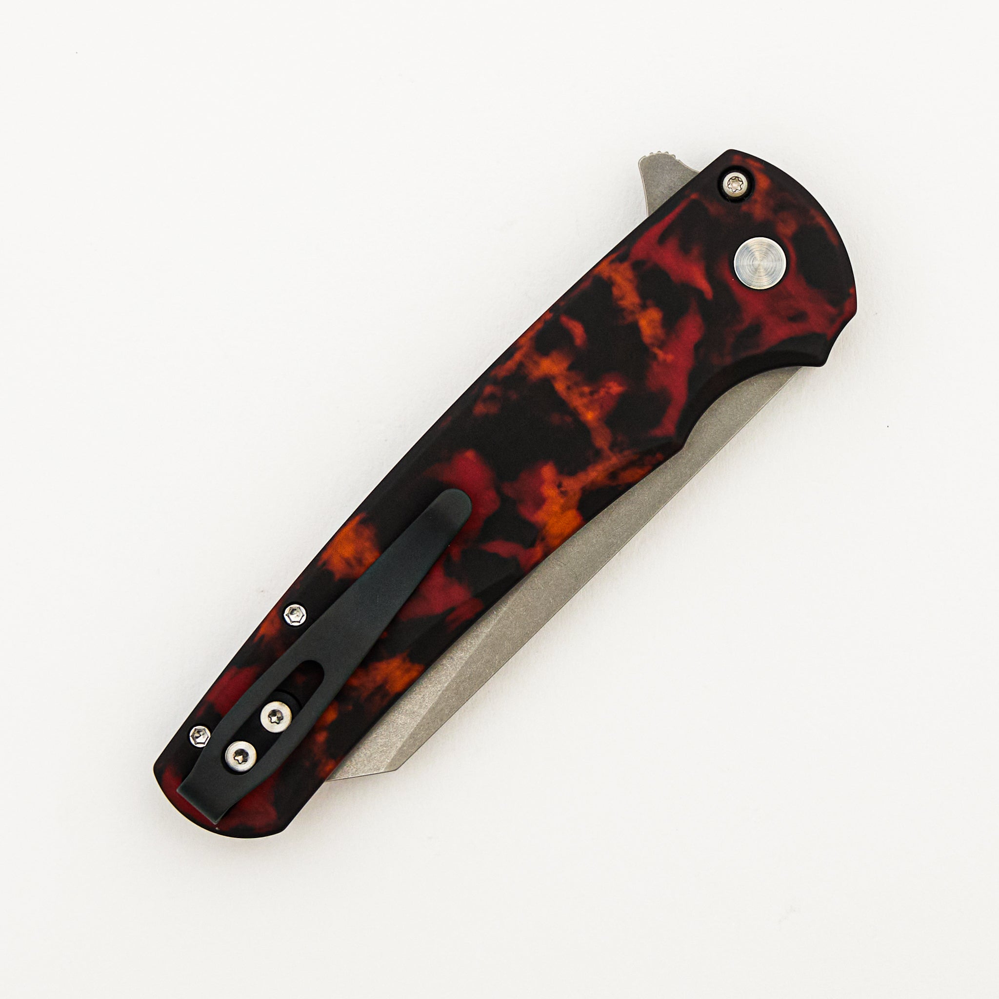 Malibu Flipper - 5401-DF "Del Fuego" Anodized Aluminum Handle - Stonewash MagnaCut Reverse Tanto Blade