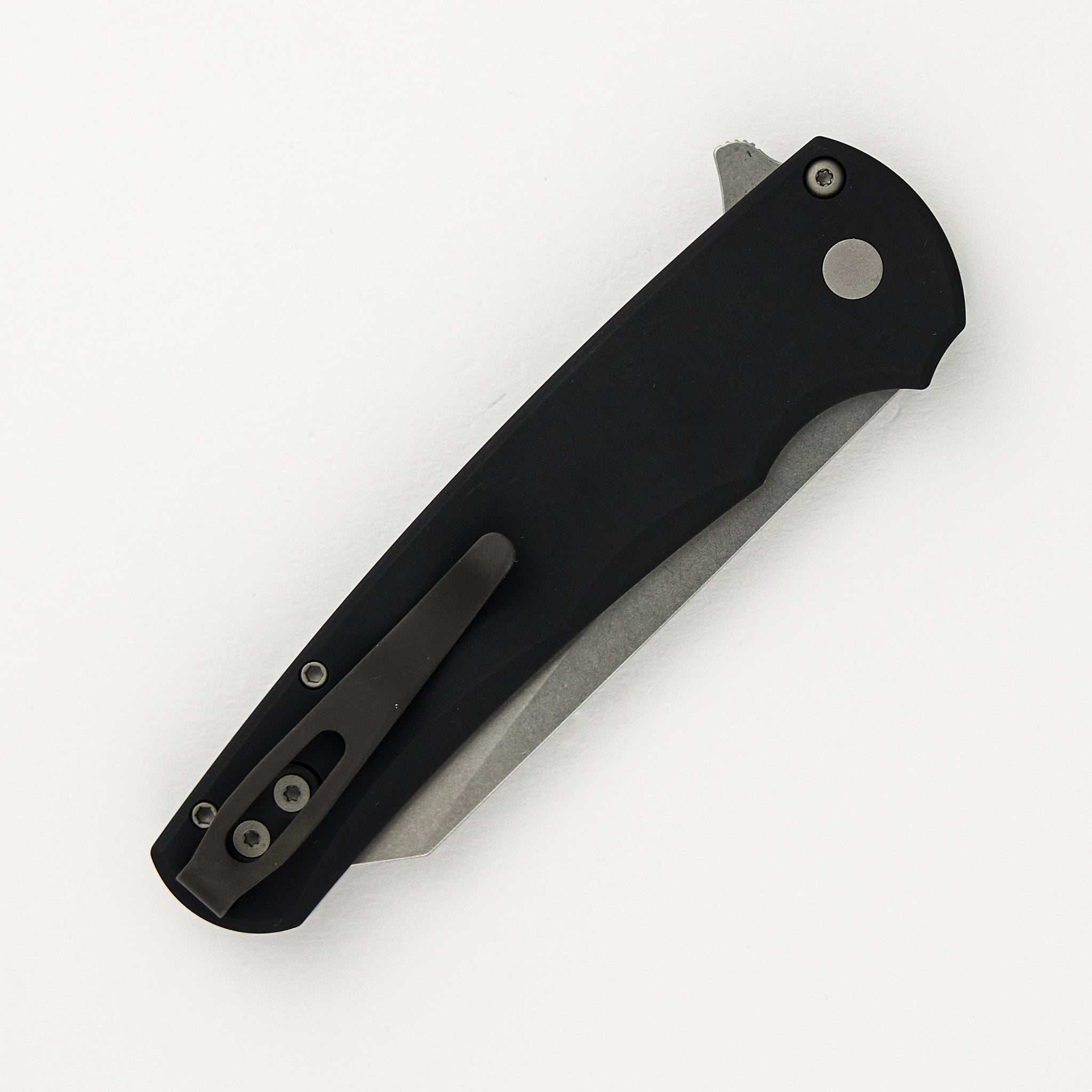 Pro-Tech Knives Malibu Flipper - Black Aluminum Handle - Stonewash Reverse Tanto MagnaCut Blade - 5401