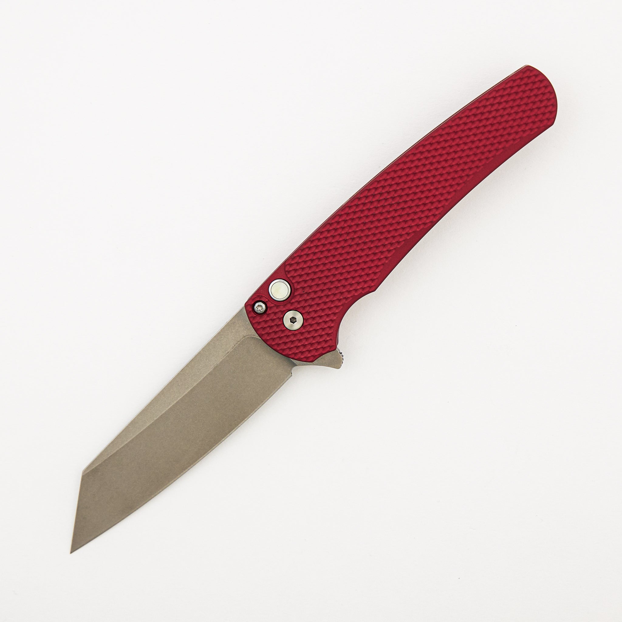Malibu Flipper - Red Textured Handle - Stonewash Reverse Tanto MagnaCut Blade - 5405 LTD-RED