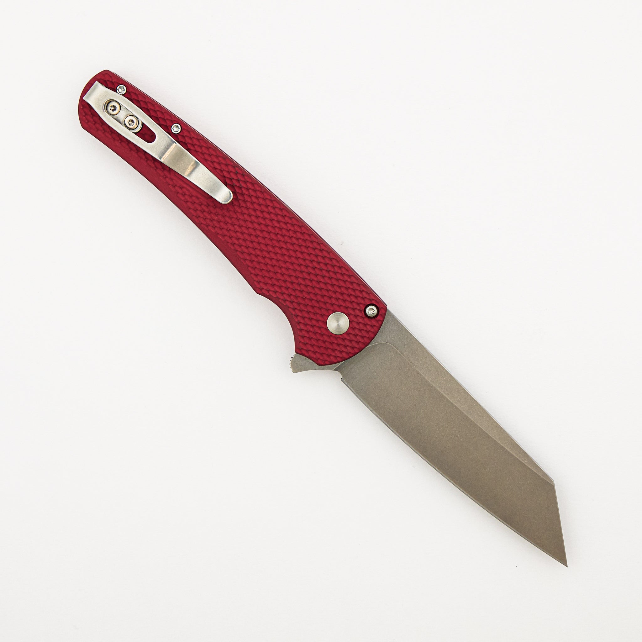 Malibu Flipper - Red Textured Handle - Stonewash Reverse Tanto MagnaCut Blade - 5405 LTD-RED