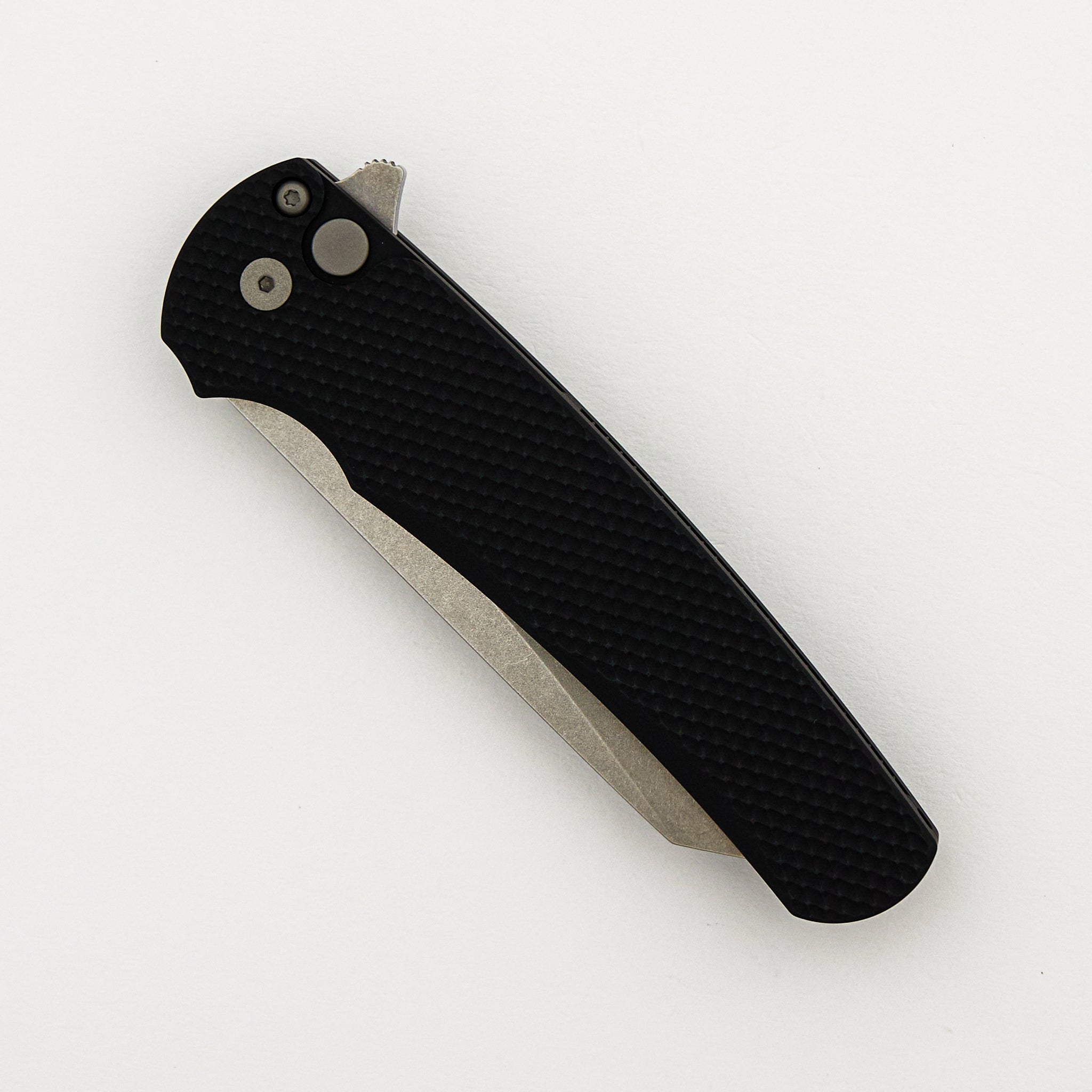 Malibu Flipper - Black Textured Handle - Stonewash Reverse Tanto MagnaCut Blade - 5405