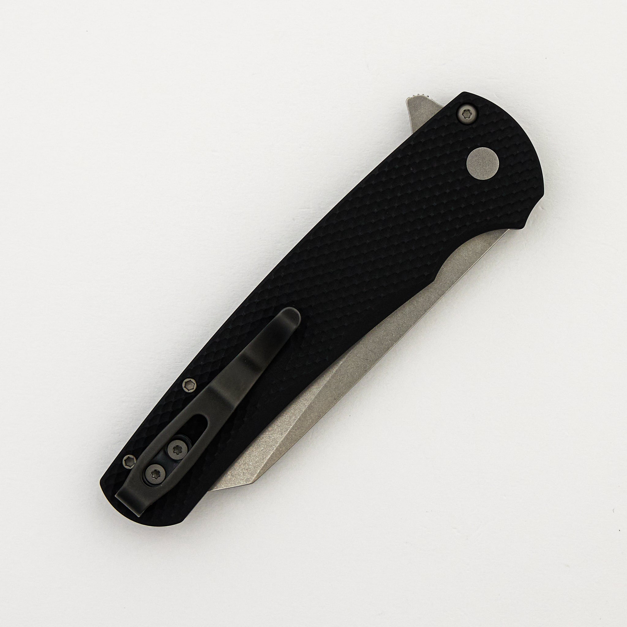 Malibu Flipper - Black Textured Handle - Stonewash Reverse Tanto MagnaCut Blade - 5405