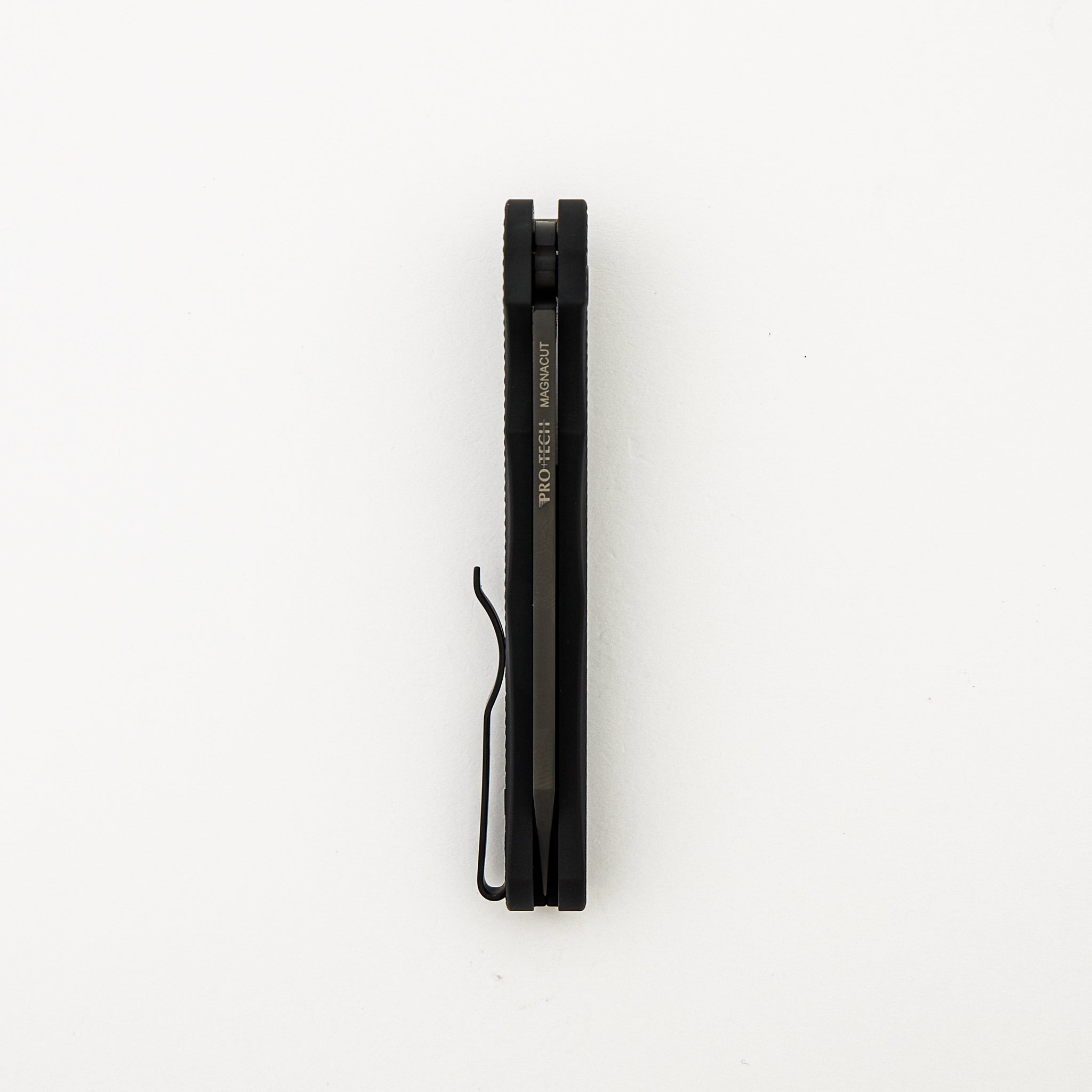Malibu Flipper - Black Textured Aluminum Handle - DLC Black Reverse Tanto MagnaCut Blade