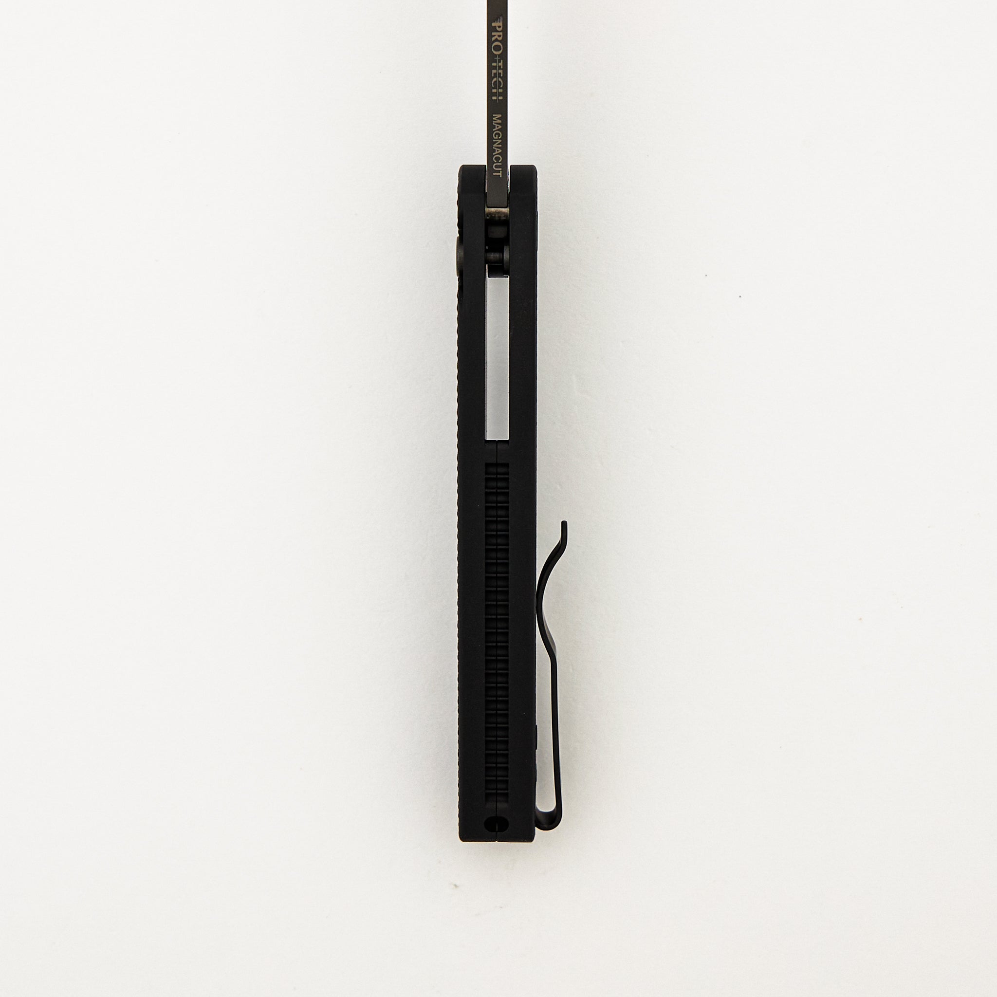 Malibu Flipper - Black Textured Aluminum Handle - DLC Black Reverse Tanto MagnaCut Blade