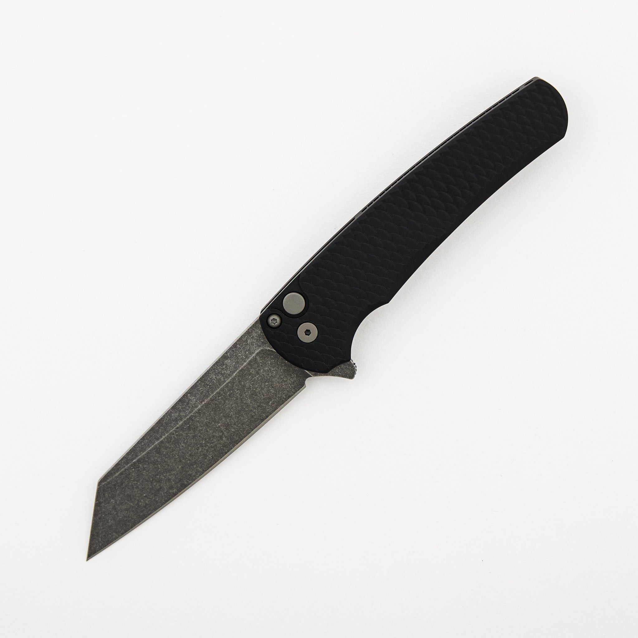 Malibu Flipper - 5435-AW - Black Dragon Scale Textured Handle - Acid Washed MagnaCut Reverse Tanto Blade