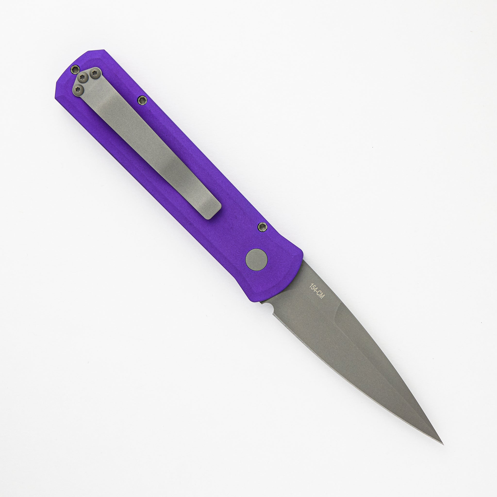 Pro-Tech Knives Godson – Solid Purple Handle – Blasted 154CM Blade 720-PURP