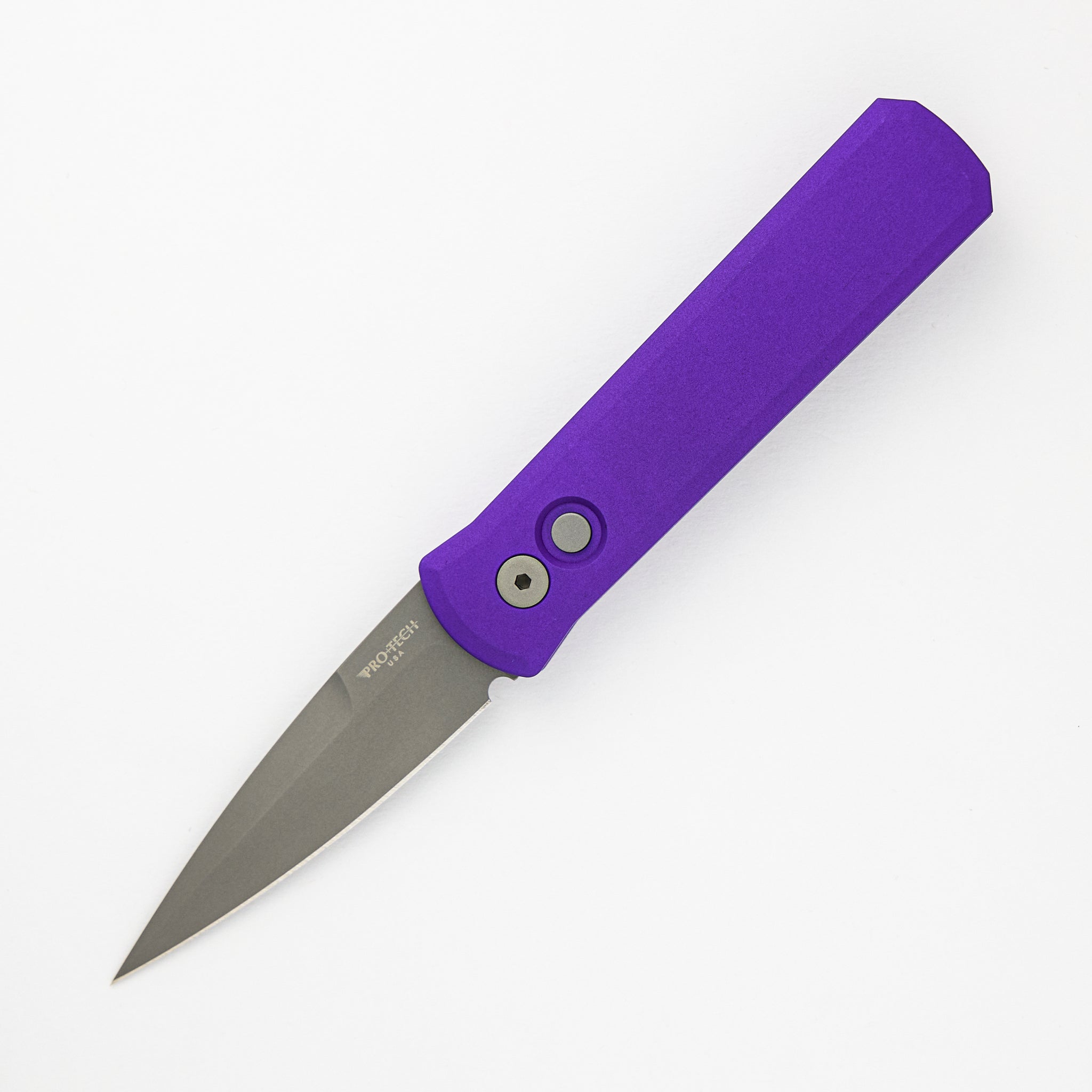 Pro-Tech Knives Godson – Solid Purple Handle – Blasted 154CM Blade 720-PURP