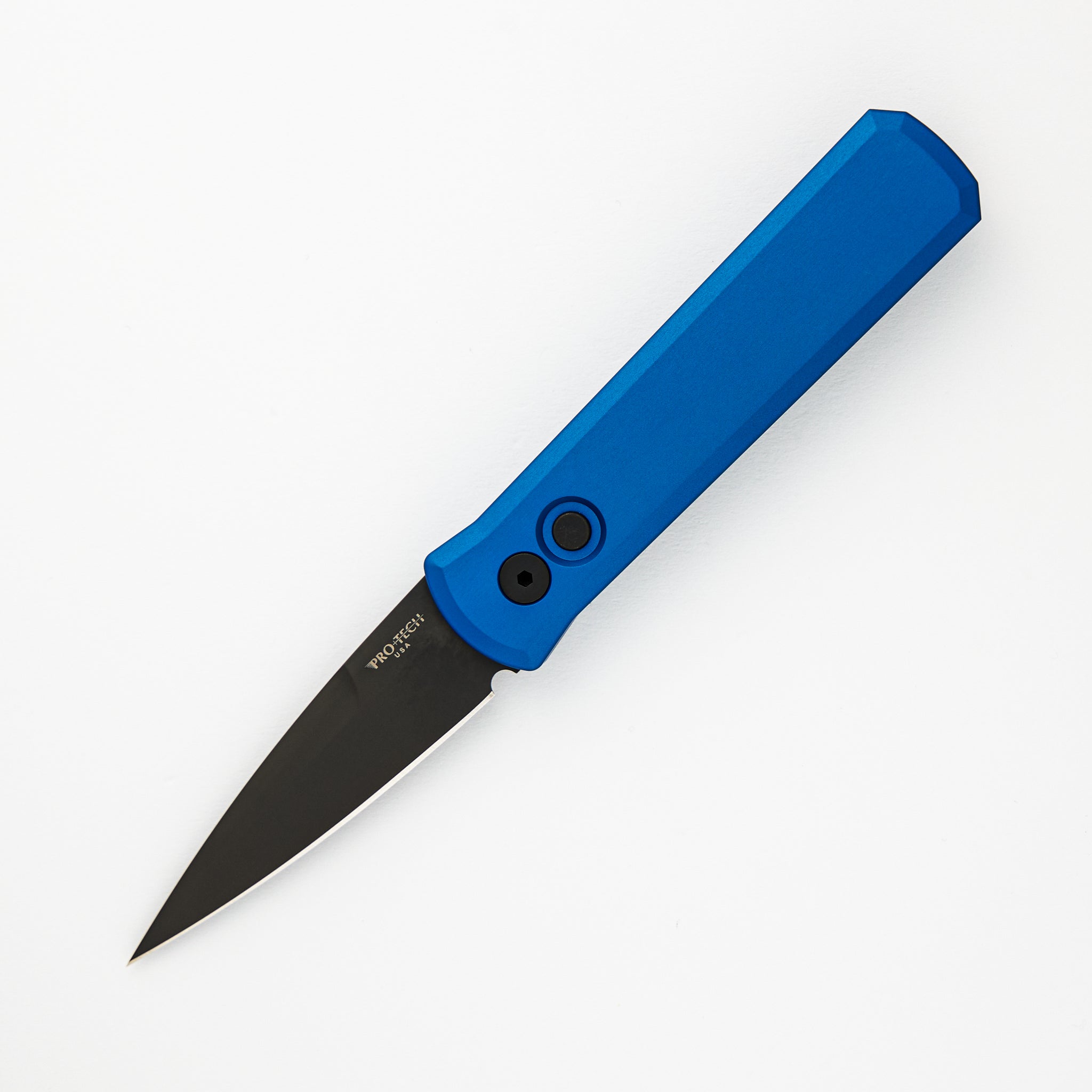 Pro-Tech Knives Godson – Dark Blue Handle – Black 154CM Blade 721-BLUE