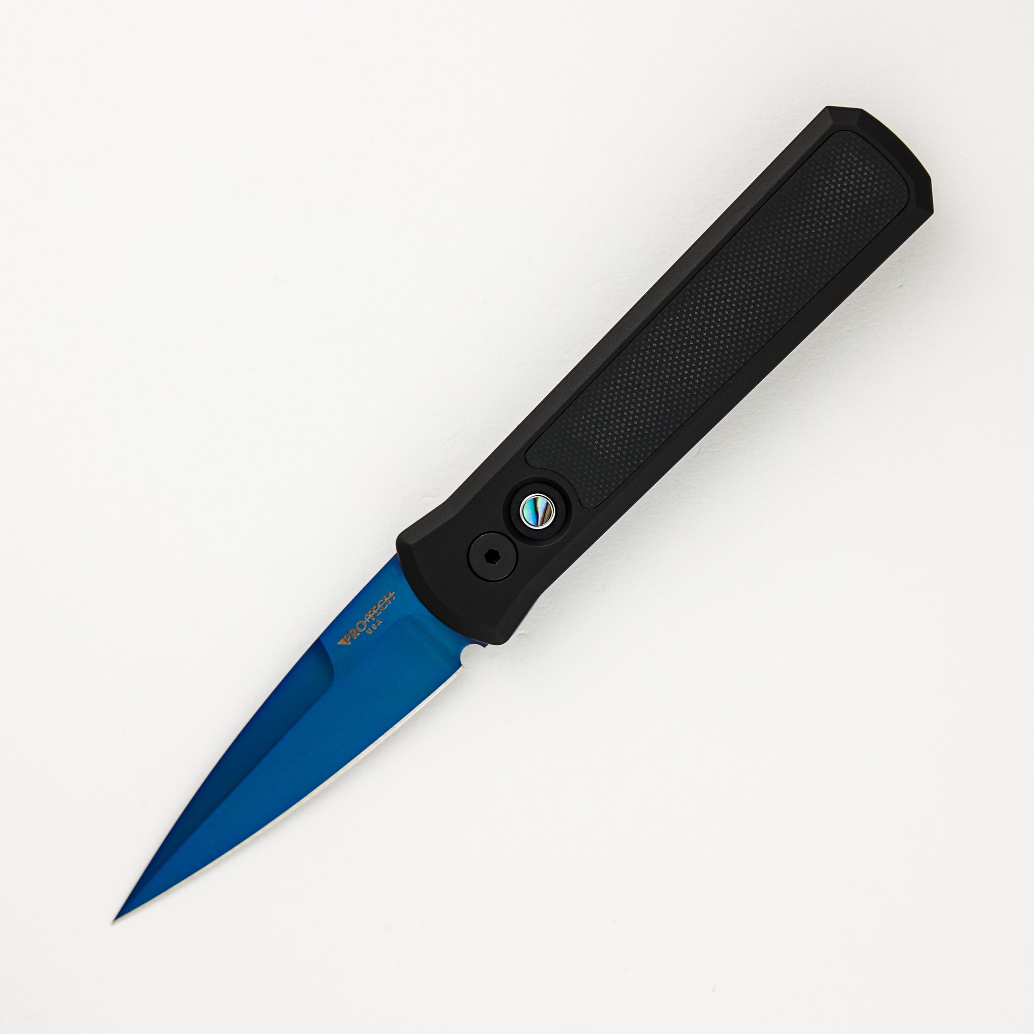 Pro-Tech Knives Godson – Black Aluminum/G10 Handle – Sapphire Blue 154CM Blade 755-SB