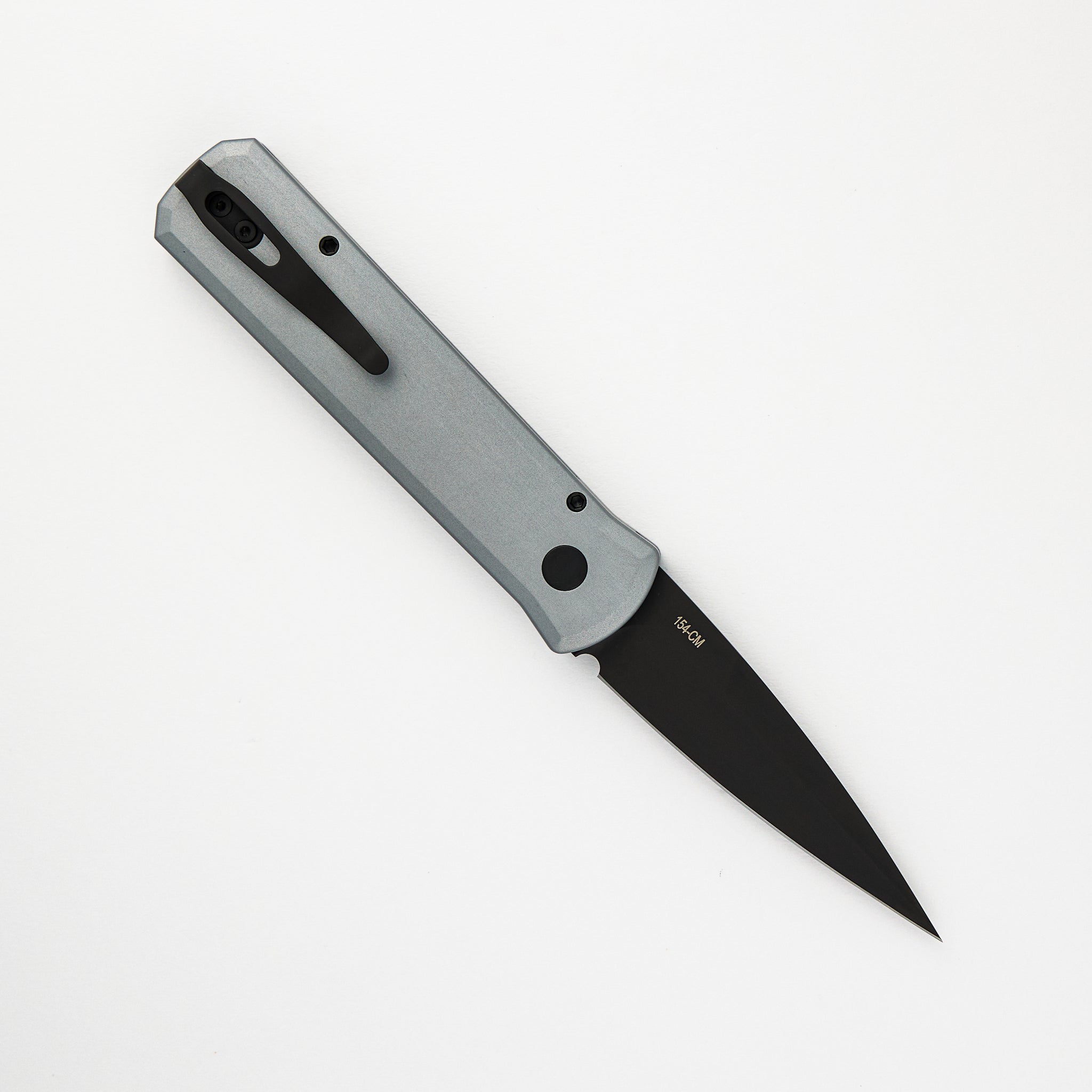Pro-Tech Knives Godson – Grey Handle – Single Black G10 Inlay – DLC Black Blade – 756