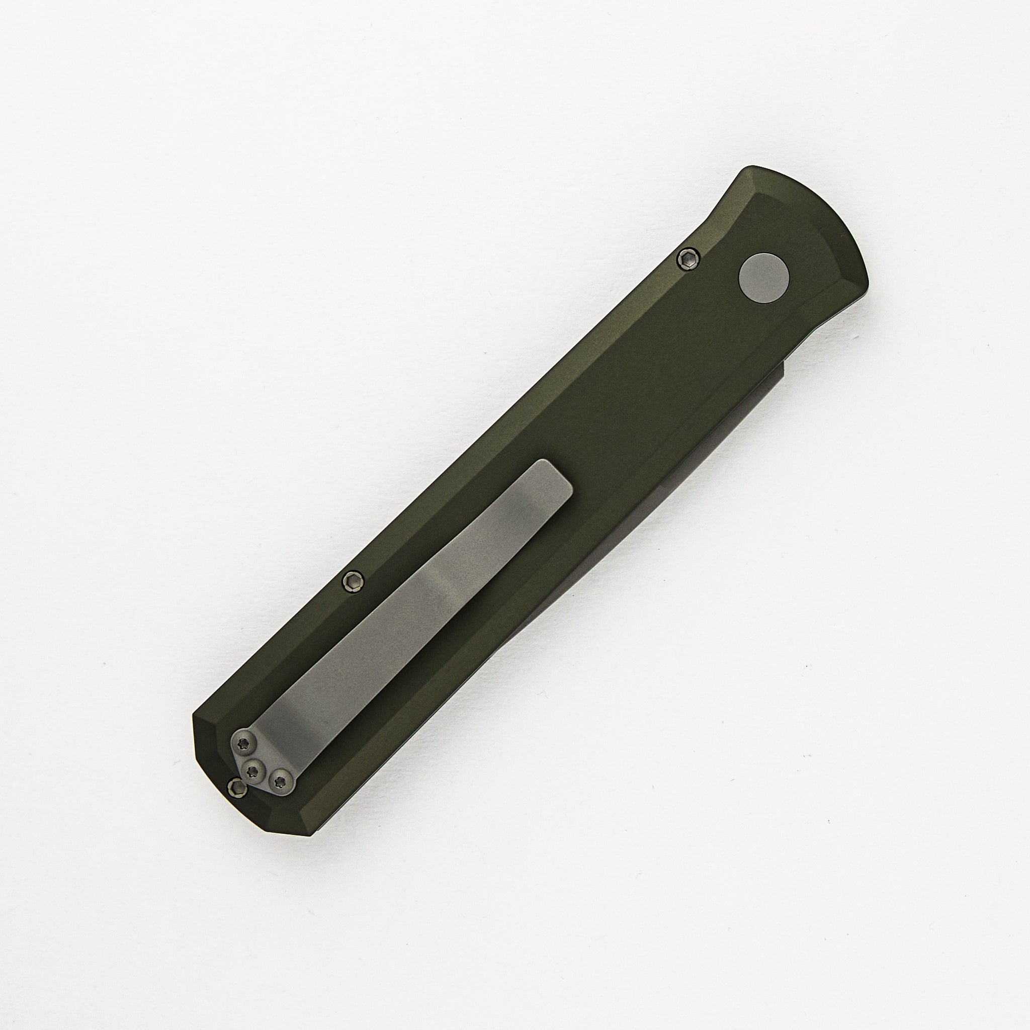 Pro-Tech Knives GODFATHER – Solid Green Handle – Blasted 154CM Plain Edge Blade 920-Green