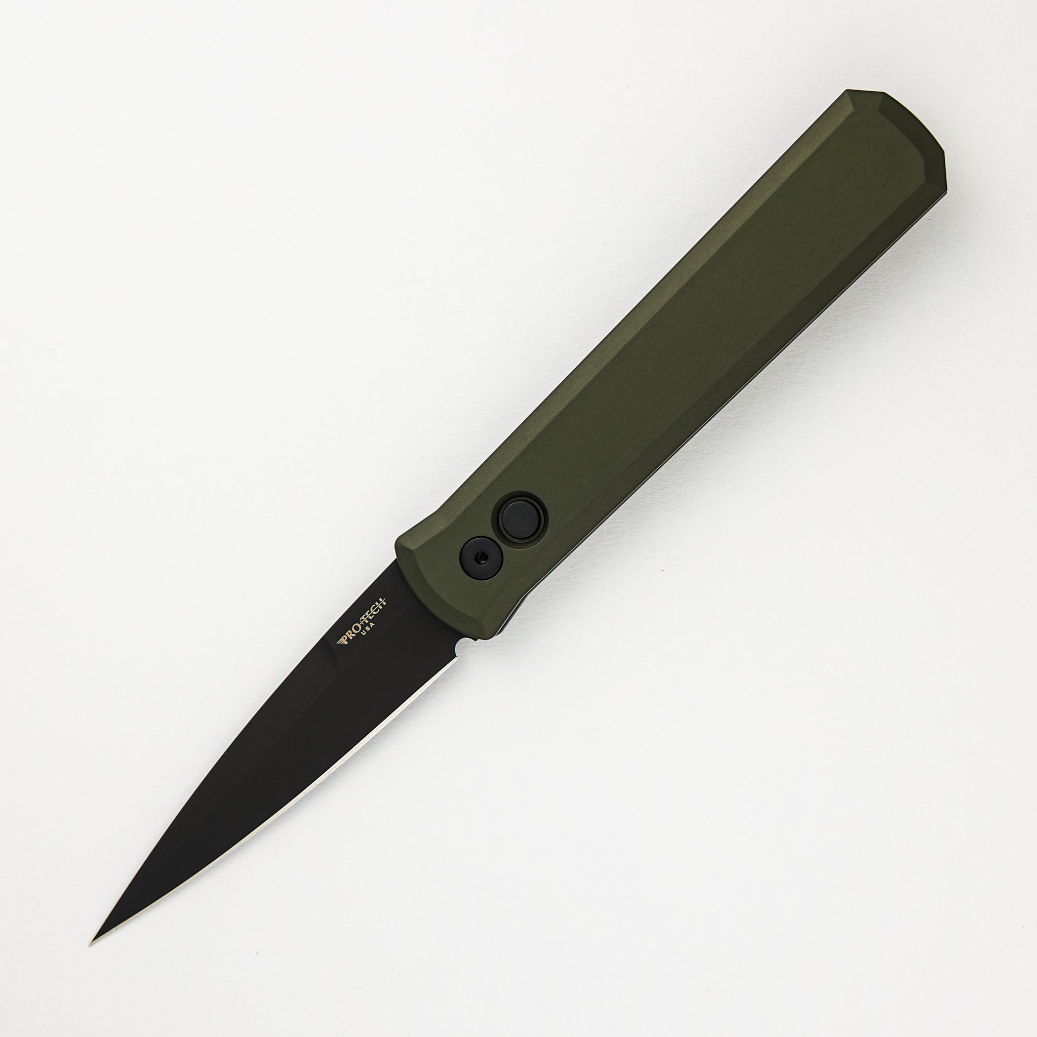 Pro-Tech Knives GODFATHER – Solid Grren Handle – DLC Black Blade - Black Push Button 921-GREEN