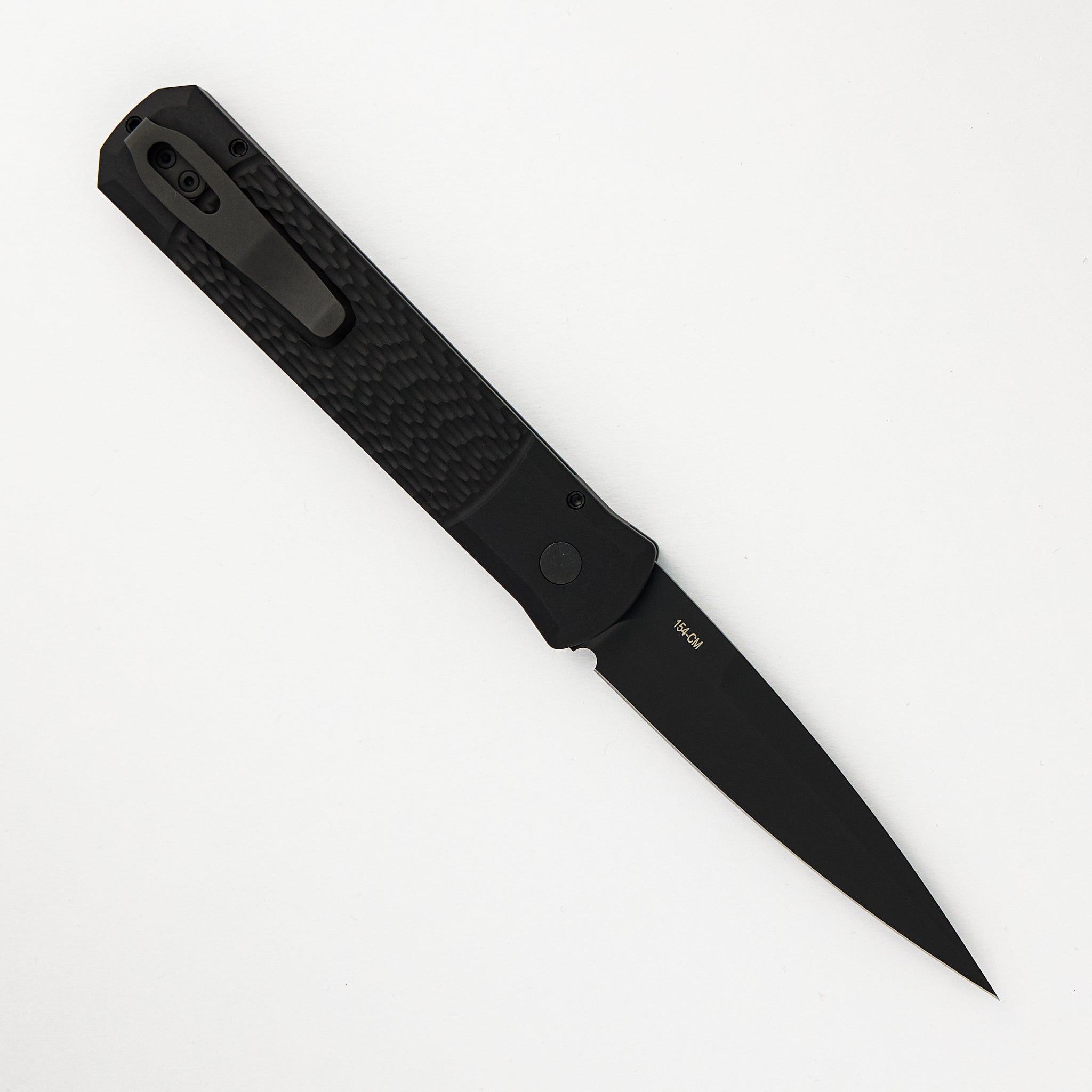 Pro-Tech Knives GODFATHER – Jigged Black Handle – Black DLC 154CM Plain Edge Blade 926-SWAT