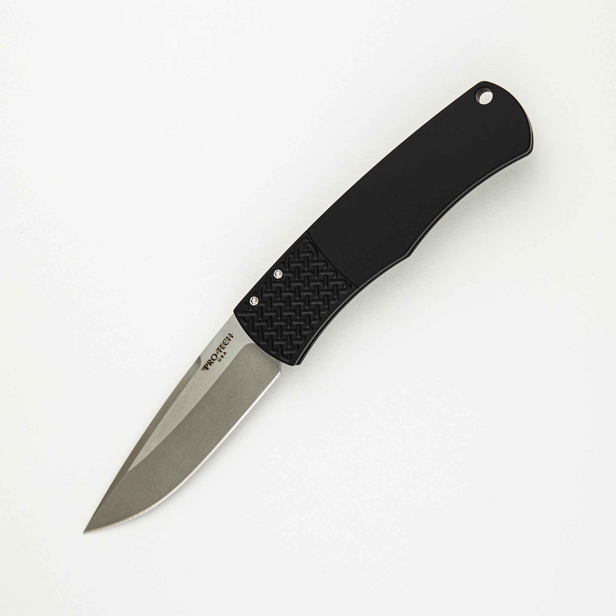 Pro-Tech Knives BR-1.3 "Whiskers" Design - Black Handle - Stonewash 154CM Blade