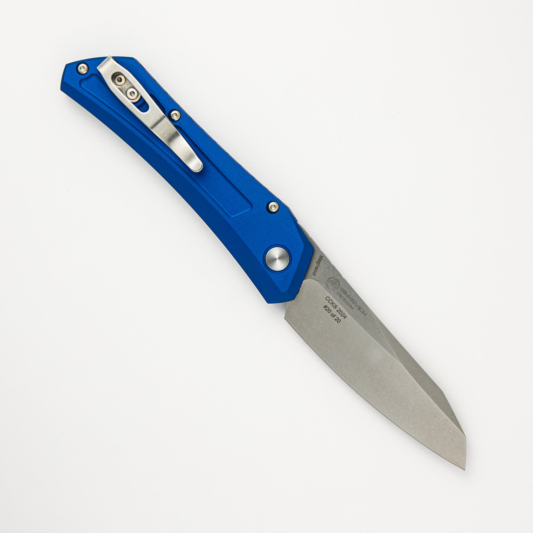 Pro-Tech Knives / Sinkevich Design Oligarch - Blue Aluminum Handle - Stonwashed MagnaCut Blade 2024 CCKS Fall DS101-BLUE