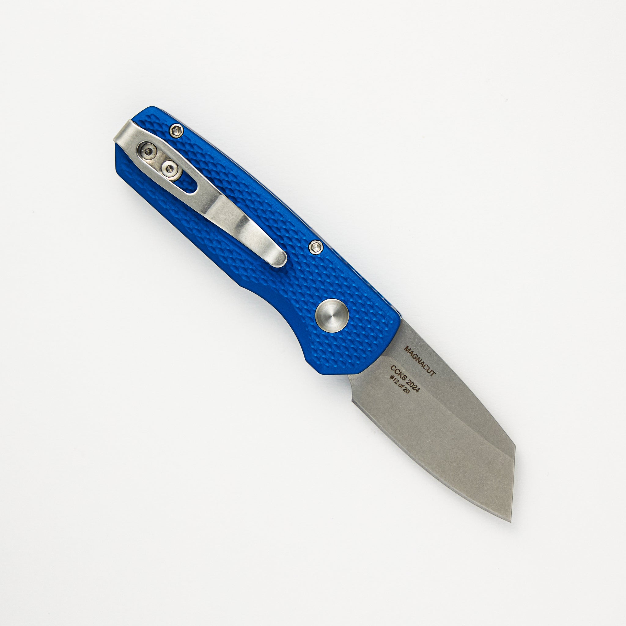 Pro-Tech Knives Runt 5 - 2024 CCKS Fall R5405-BLUE - Blue Textured Handle - MagnaCut Blade