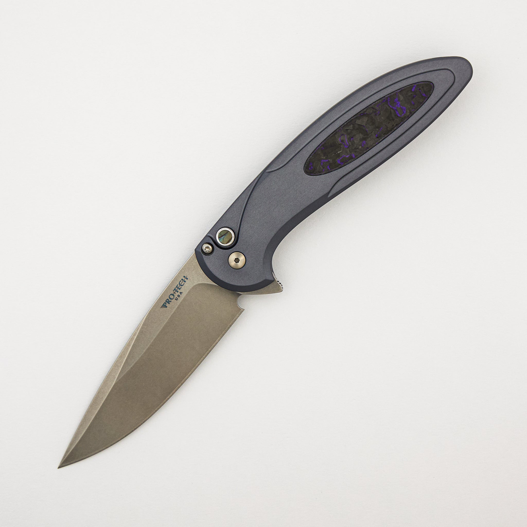 Cambria - CCKSF25.Cambria.1 - Grey Aluminum Handle - TechnoCarbo Purple Inlay - Stonewash MagnaCut Blade