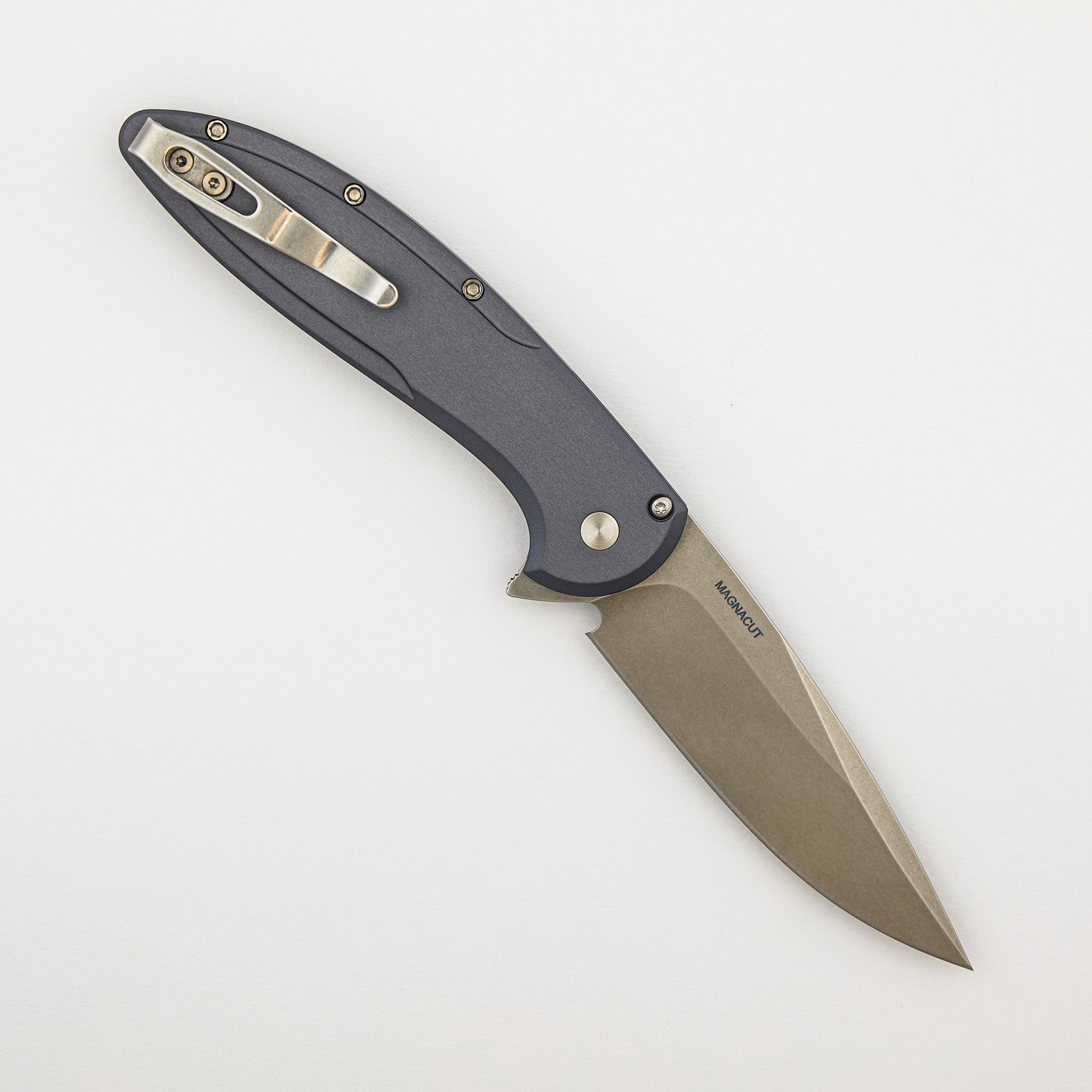 Cambria - CCKSF25.Cambria.1 - Grey Aluminum Handle - TechnoCarbo Purple Inlay - Stonewash MagnaCut Blade