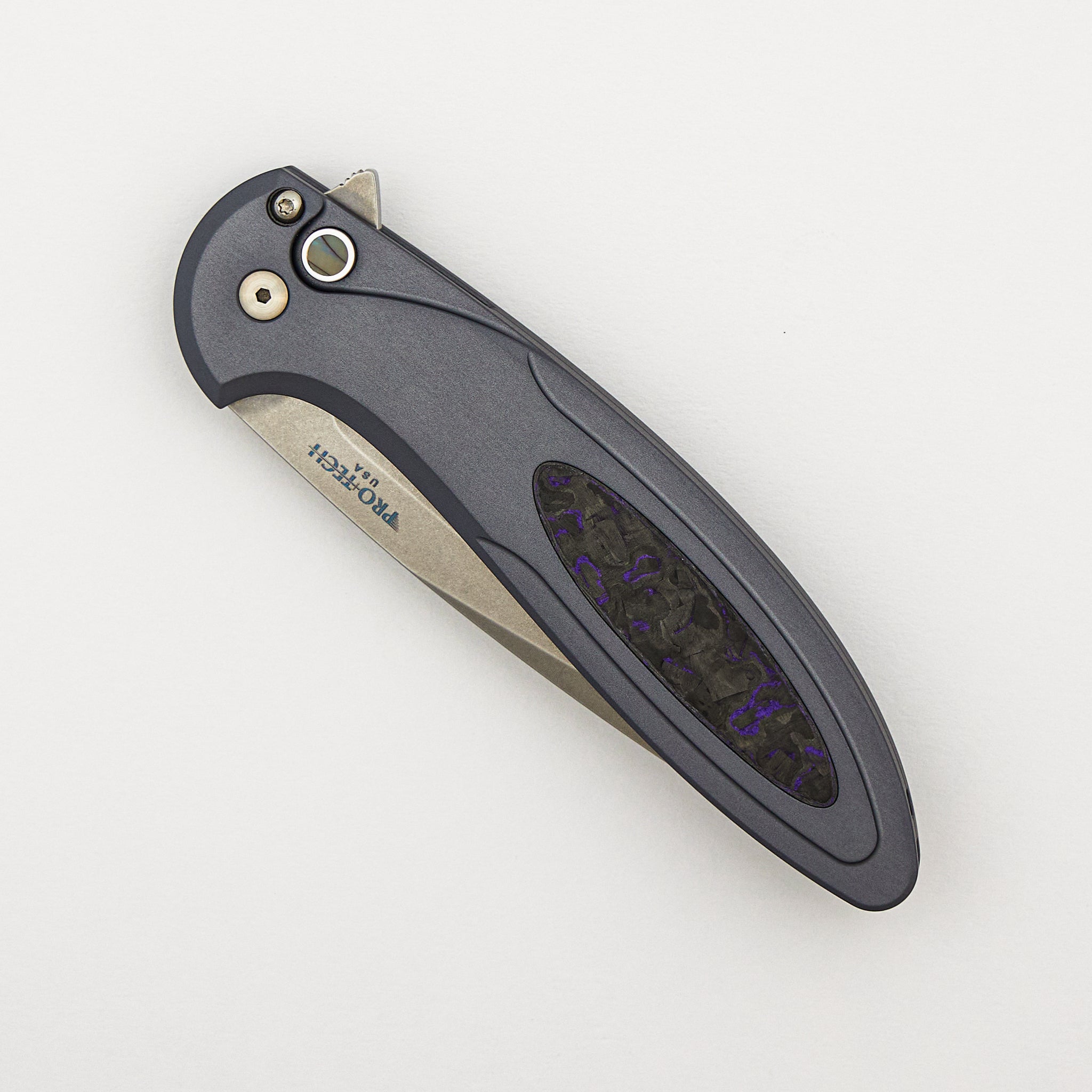 Cambria - CCKSF25.Cambria.1 - Grey Aluminum Handle - TechnoCarbo Purple Inlay - Stonewash MagnaCut Blade