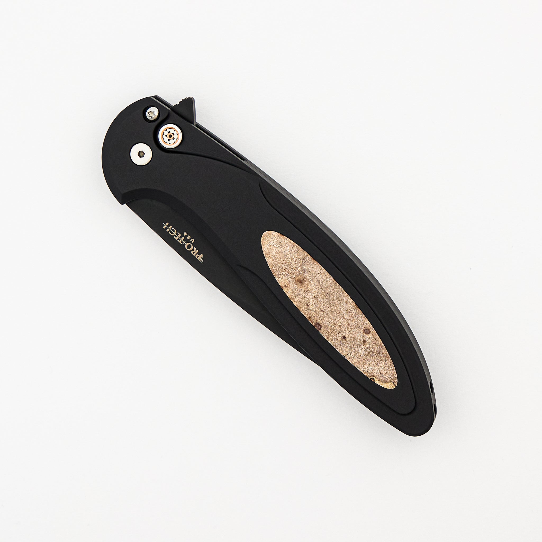 Cambria 2 - CF2103-LTD Maple - Black Aluminum Handle - Maple Burl Inlay - DLC Black MagnaCut blade
