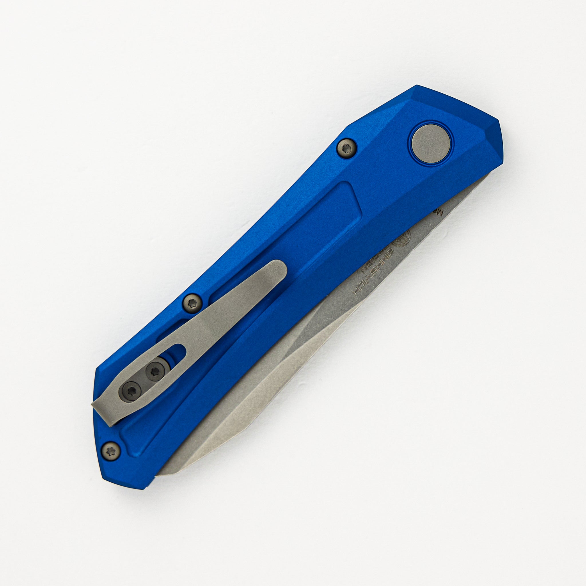 Pro-Tech Knives / Sinkevich Design Oligarch - Blue Aluminum Handle - Stonwashed MagnaCut Blade DS101-BLUE