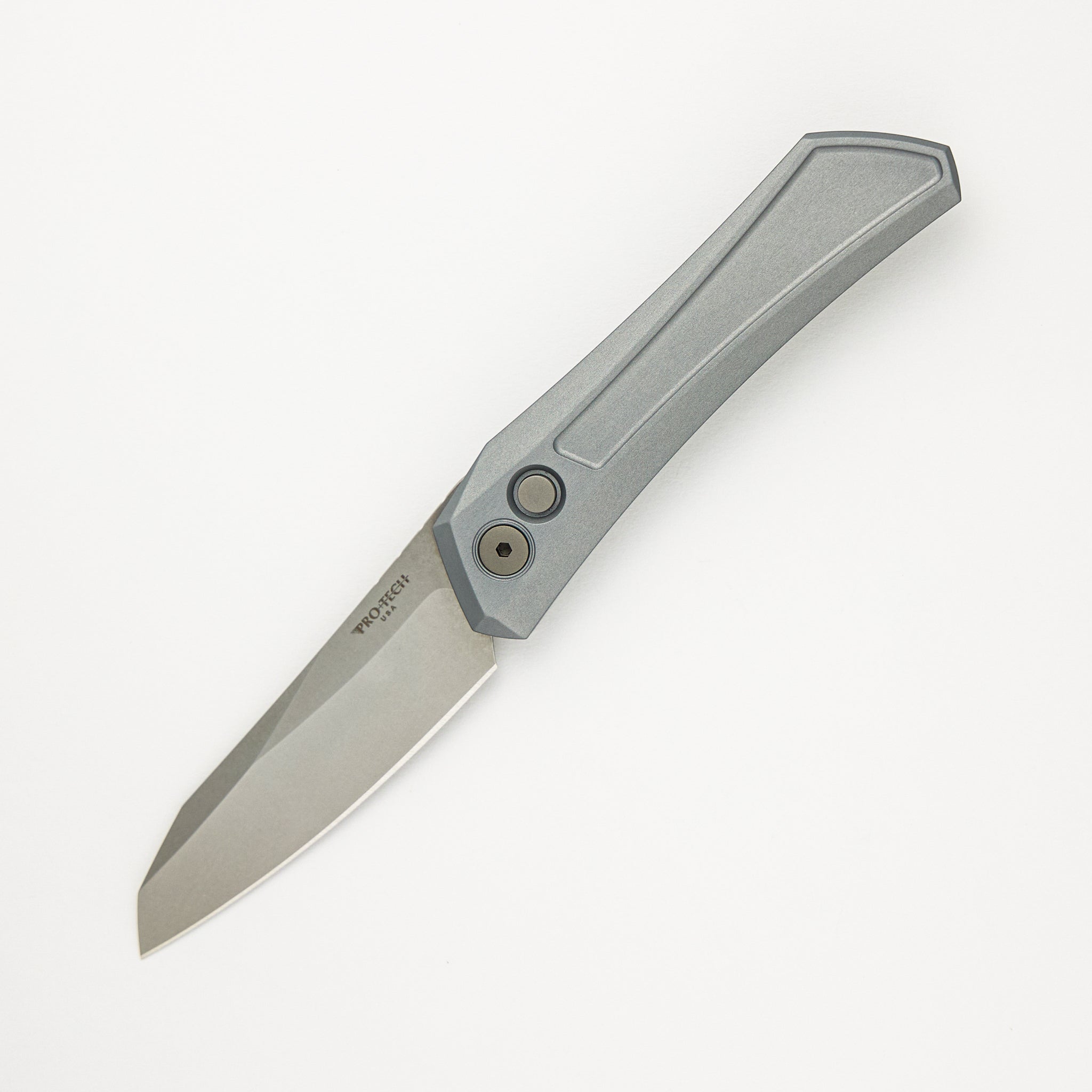 Pro-Tech Knives / Sinkevich Design Oligarch Auto - Grey Aluminum Handle - Stonwashed MagnaCut Blade - DS101-GREY